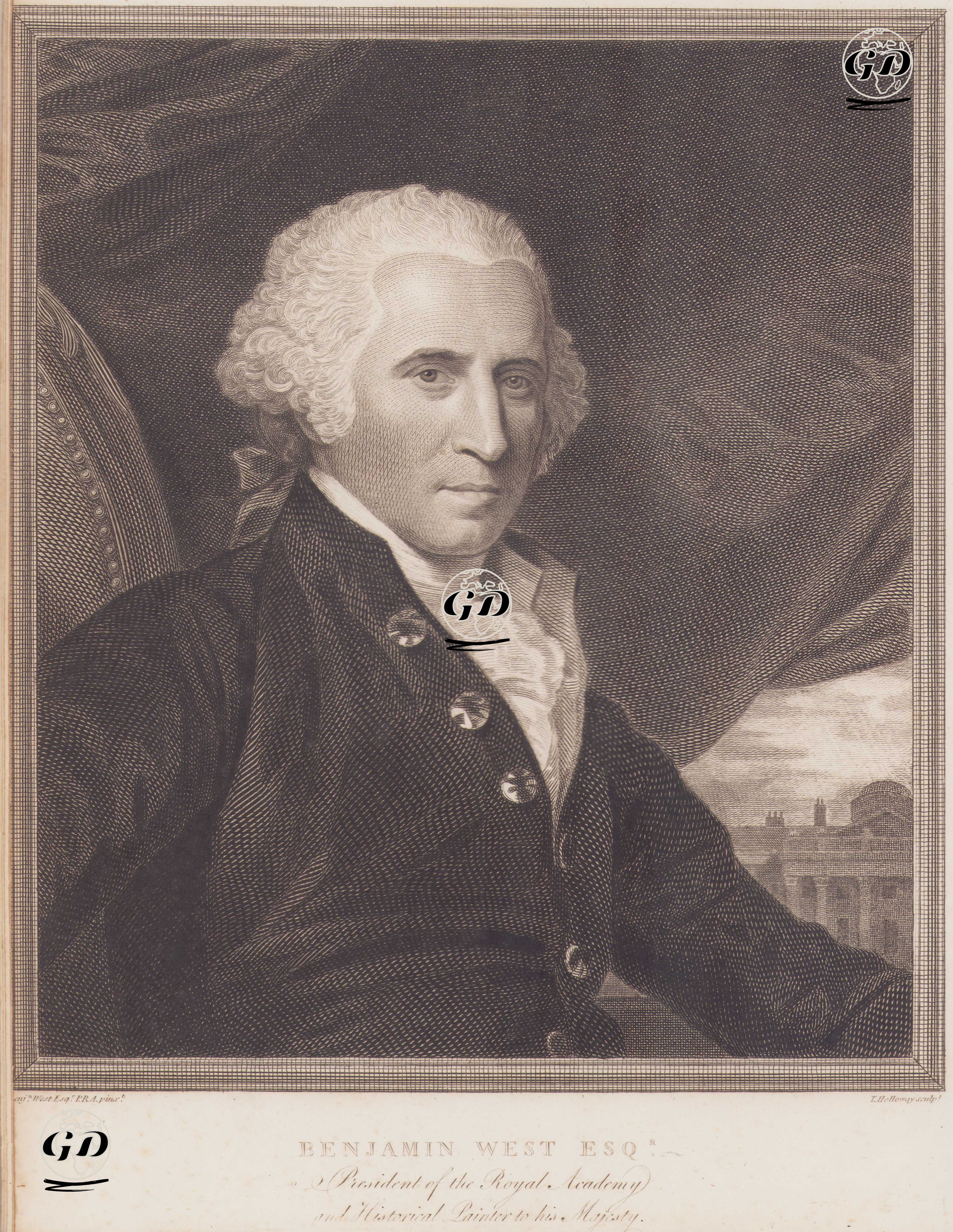 İngiliz Tarih Ressamı ve İngiliz Kraliyet Sanat Akademisi Başkanı Benjamin West'in Otoportresi  (1738-1820) - Benjamin West (1738-1820) - 1805