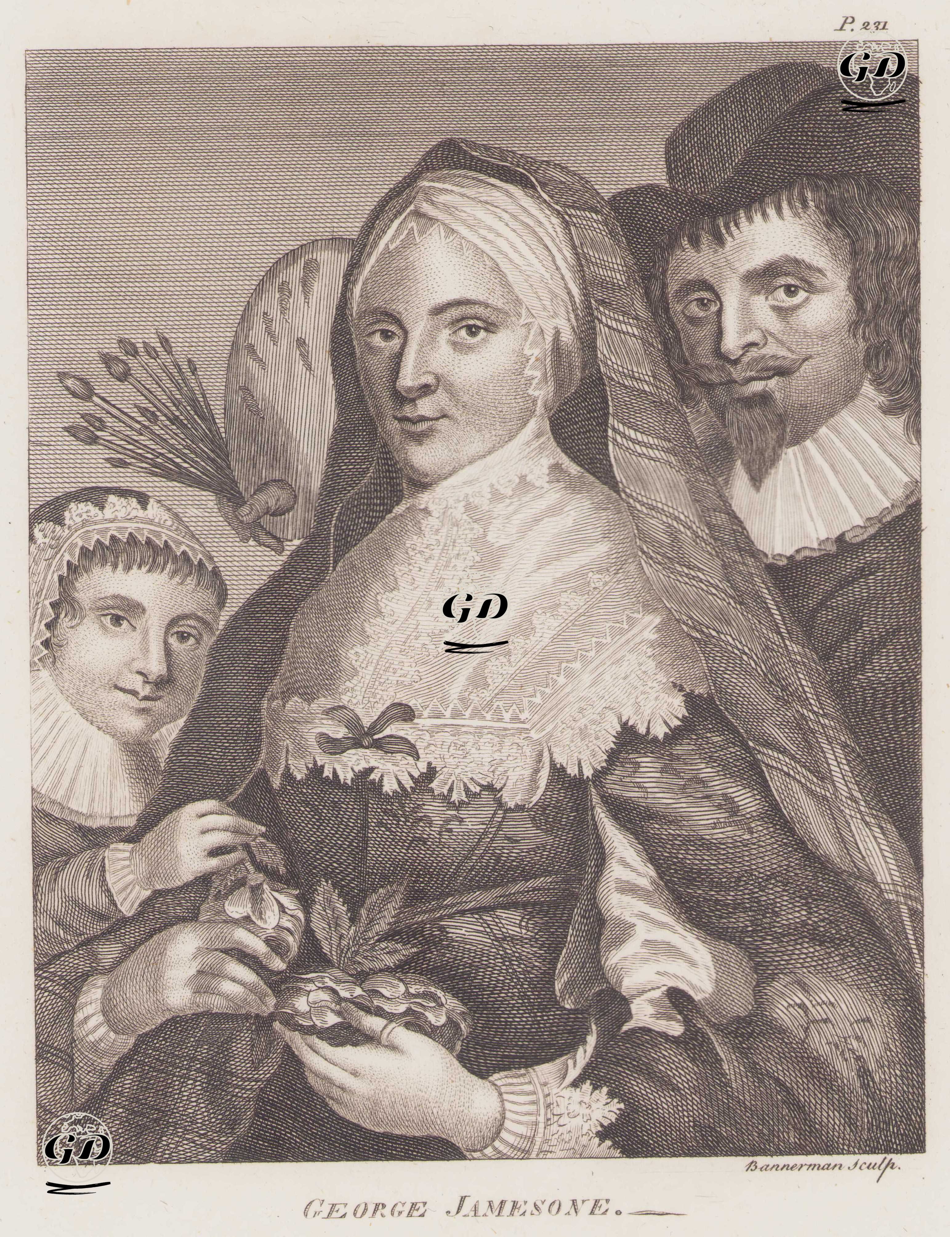 George Jamesone (1586-1644)  (with Mrs Jameson and their child) - George Jamesone (1586-1644) - 1805
