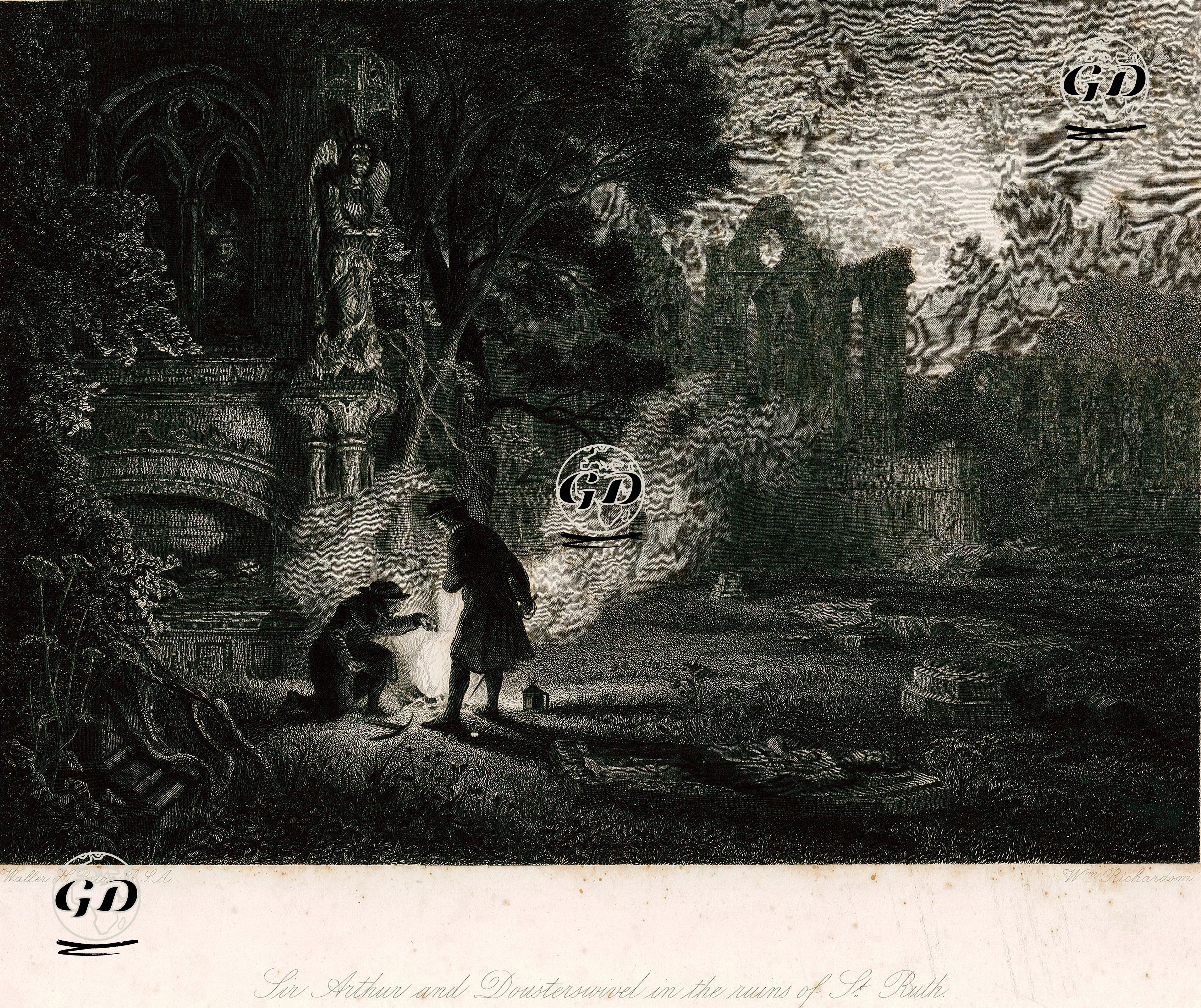 Sir Arthur And Doustersuvivol in The Ruins Of St. Ruth - Waller Hugh Paton (1828-1895) - 1840's