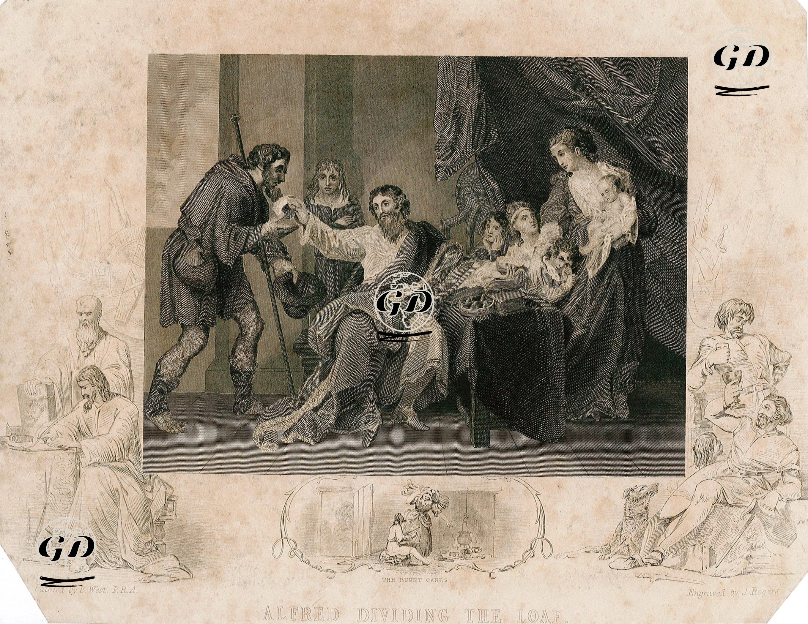Alfred Dividing The Loaf-The Burnt Cakes - Benjamin West (1738-1820) - 1800's
