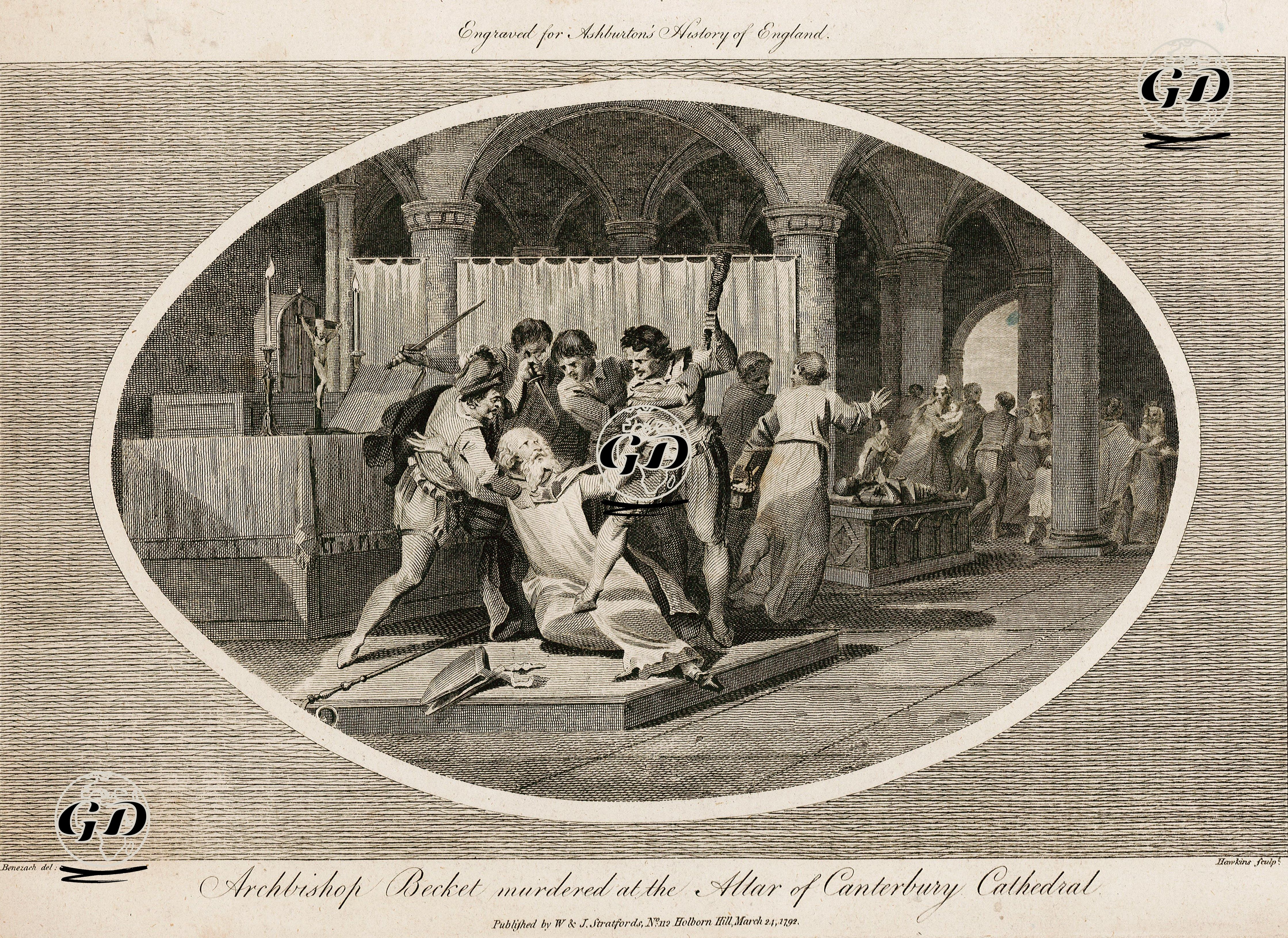 Canterburry Katedralinin Altarında Başpiskopos Becket'in Öldürülmesi - Charles Benezech (1767-1794) - 1792