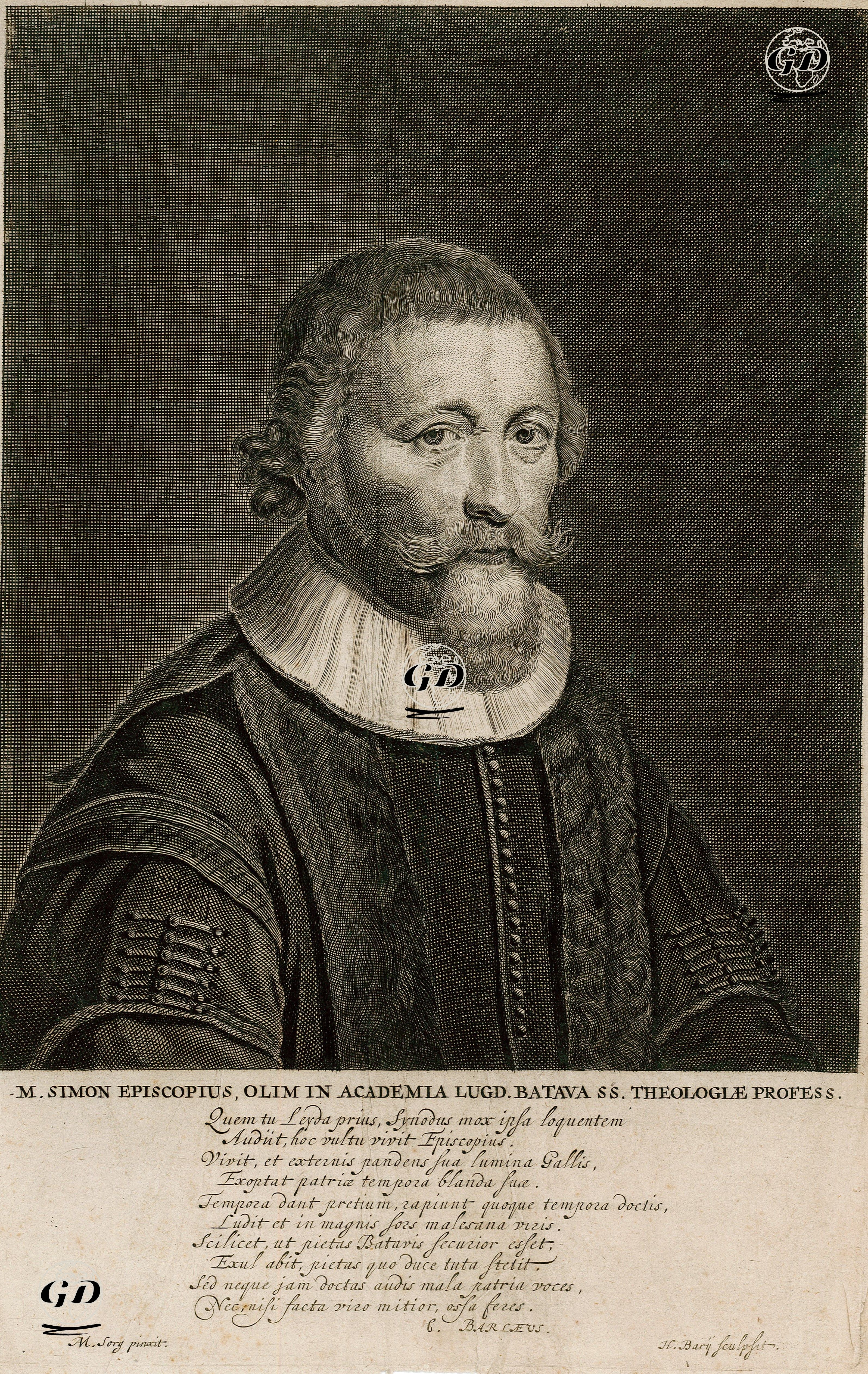 Teoloji (İlahiyat) Profesörü Simon Episcopius - Martensz Sorgh(1657-1707) - 1680's-1700's