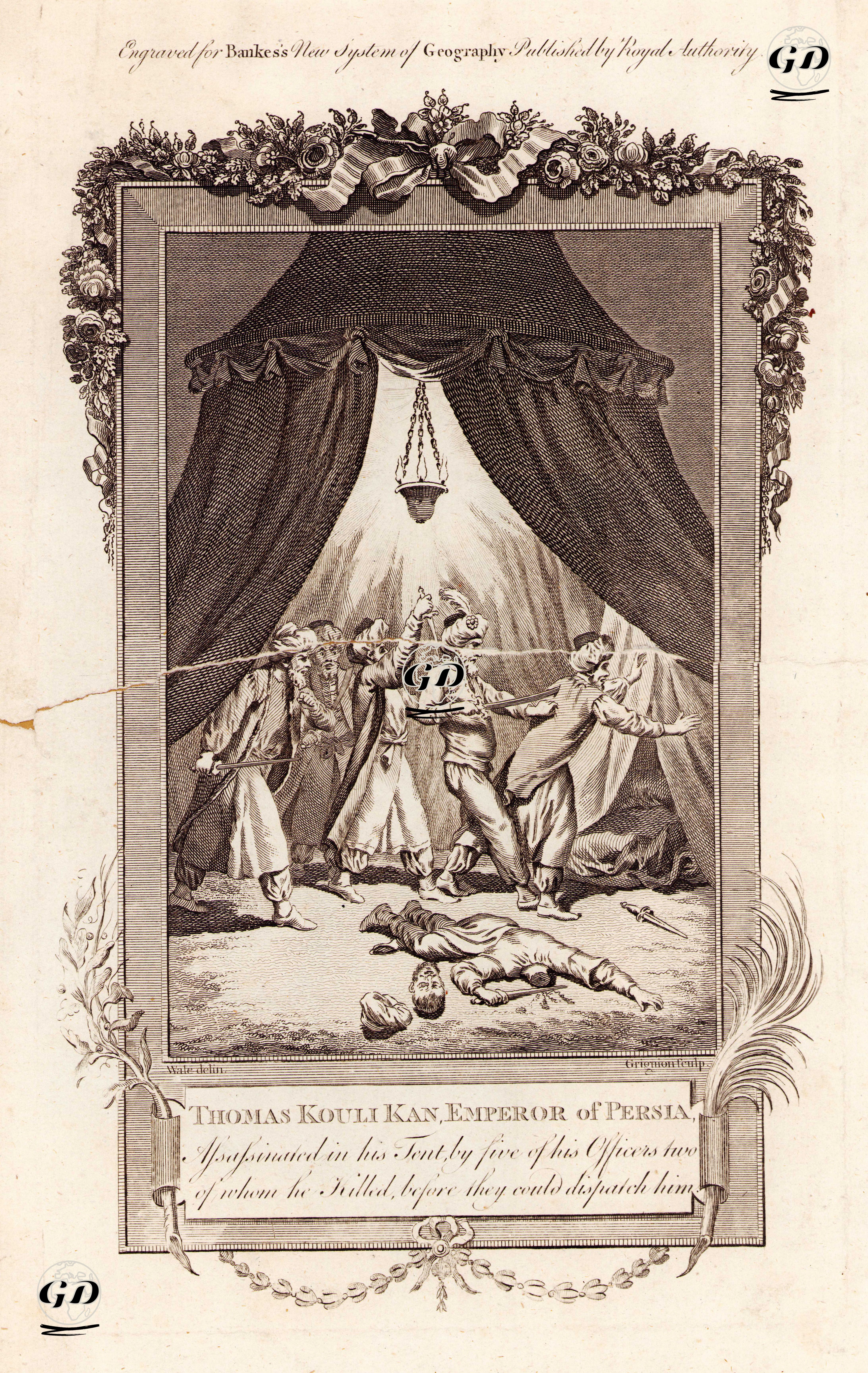 Pers İmparatoru Nadir Şahın (Thomas Kouli Kan) Çadırında Beş Subayı Tarafından Öldürülmesi - Samuel Wale (1721-1786) - 1792