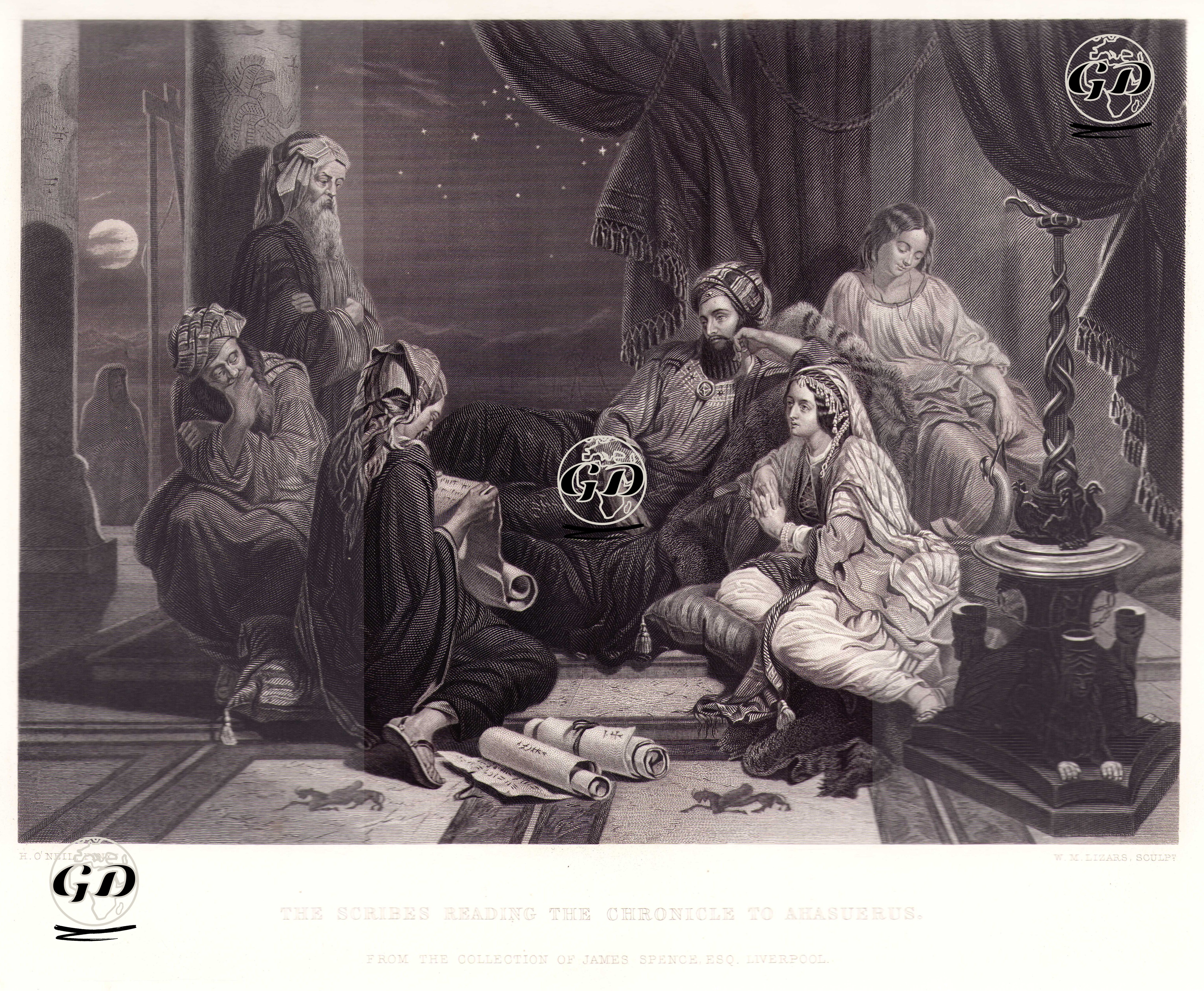 Pers Kralı Ahasuerus Ve Karısı Esther'e Tarihi Olayların Okunması - Henry Nelson O'Neil (1817-1880) - 1867