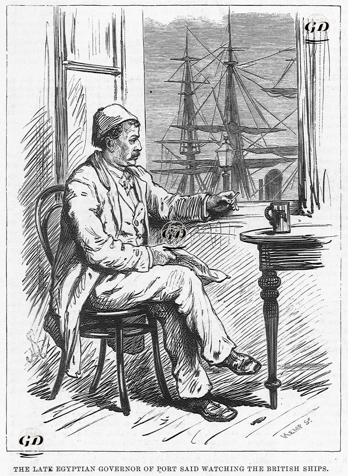 The Late Egyptian Governor Of Port Said Watching The Bitish Ships  -  - 1882
