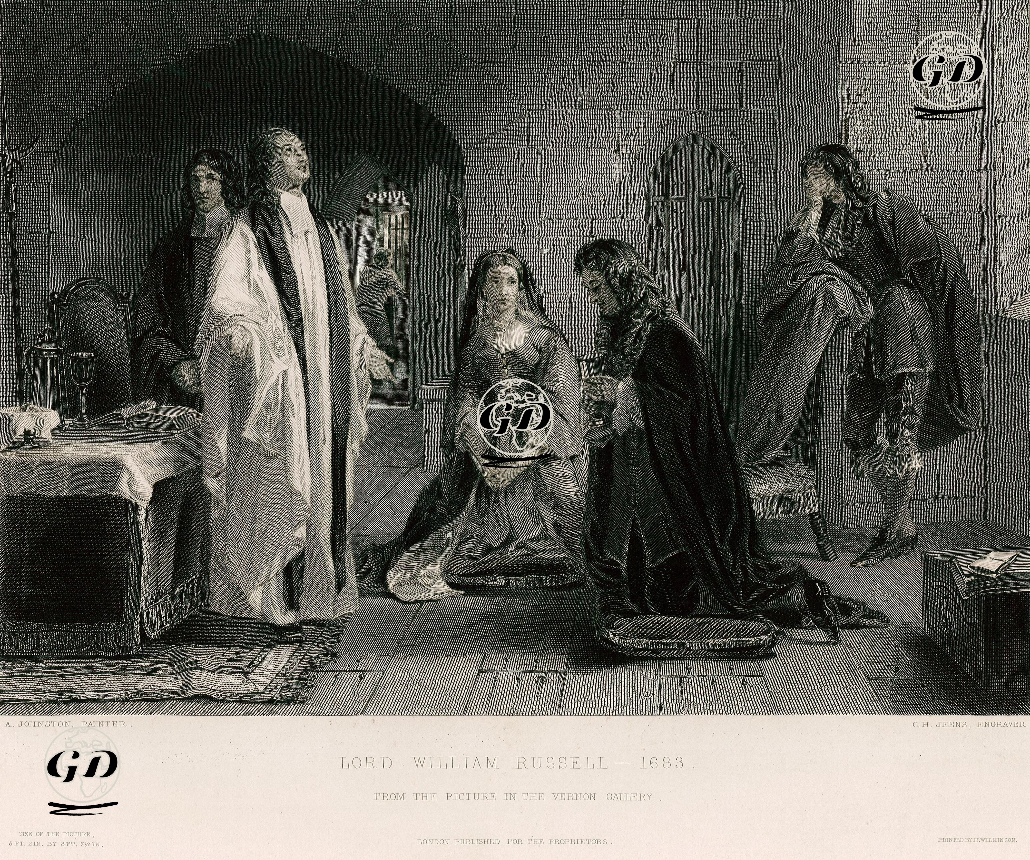 İngiltere Kralı II.Charles'a Sukisat Yapmakla Şuçlanan Lord William Russell'in İdama Gidişi, 1683 - Alexander Johnston (1815-1891) - 1854