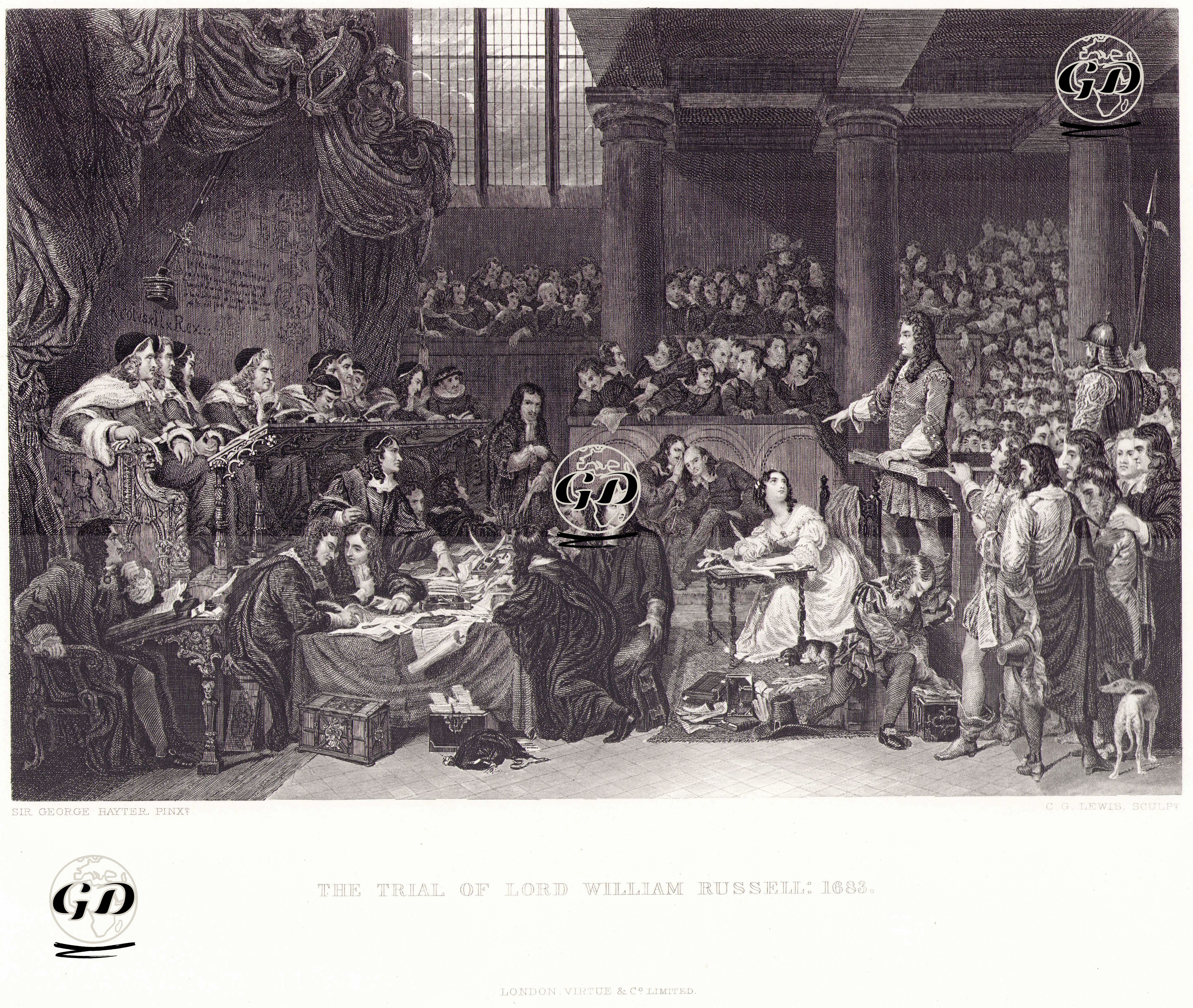 İngiltere Kralı II.Charles'a Sukisat Yapmakla Şuçlanan Lord William Russell'in 1683 Yılındaki Davası - George Hayter (1792-1871) - 1879