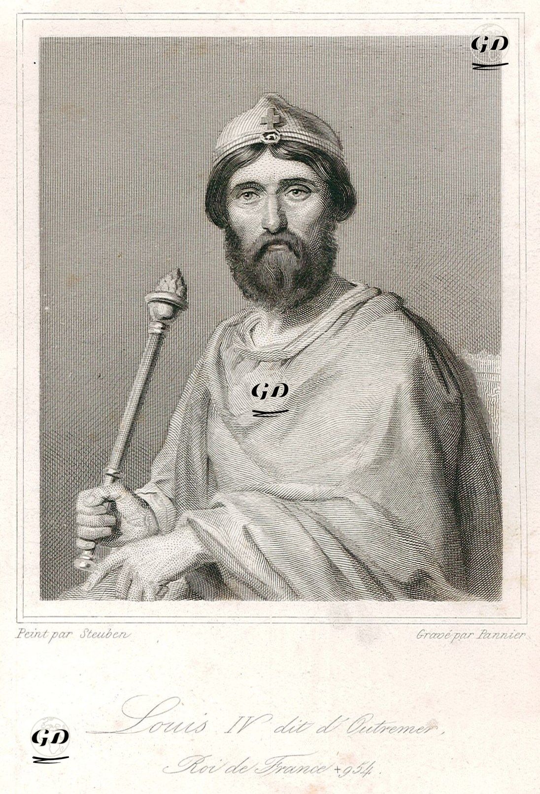Fransa Kralı IV. Louis Dit D'Outremer (Kraliyet Dönemi 936-954) - Charles Auguste Guillaume Steuben (1788-1856) - 1843