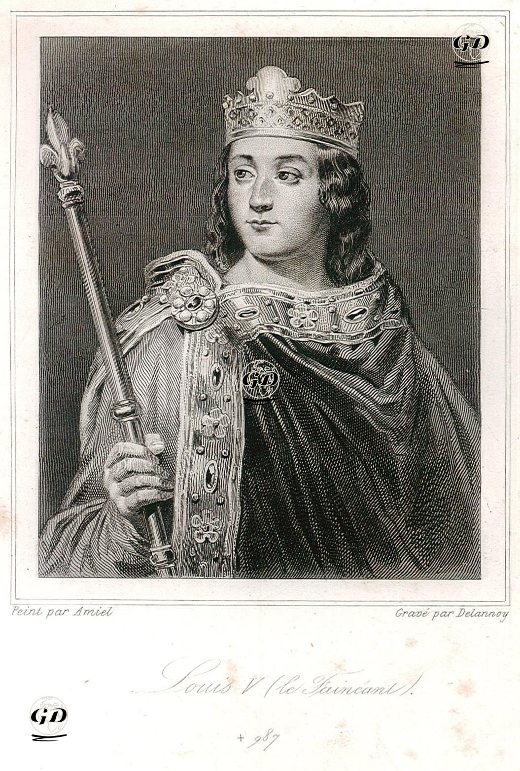 Fransa Kralı V.Louis (Tembel Kral) (Kraliyet Dönemi 986-987) - Louis Felix Amiel (1802-1864) - 1843