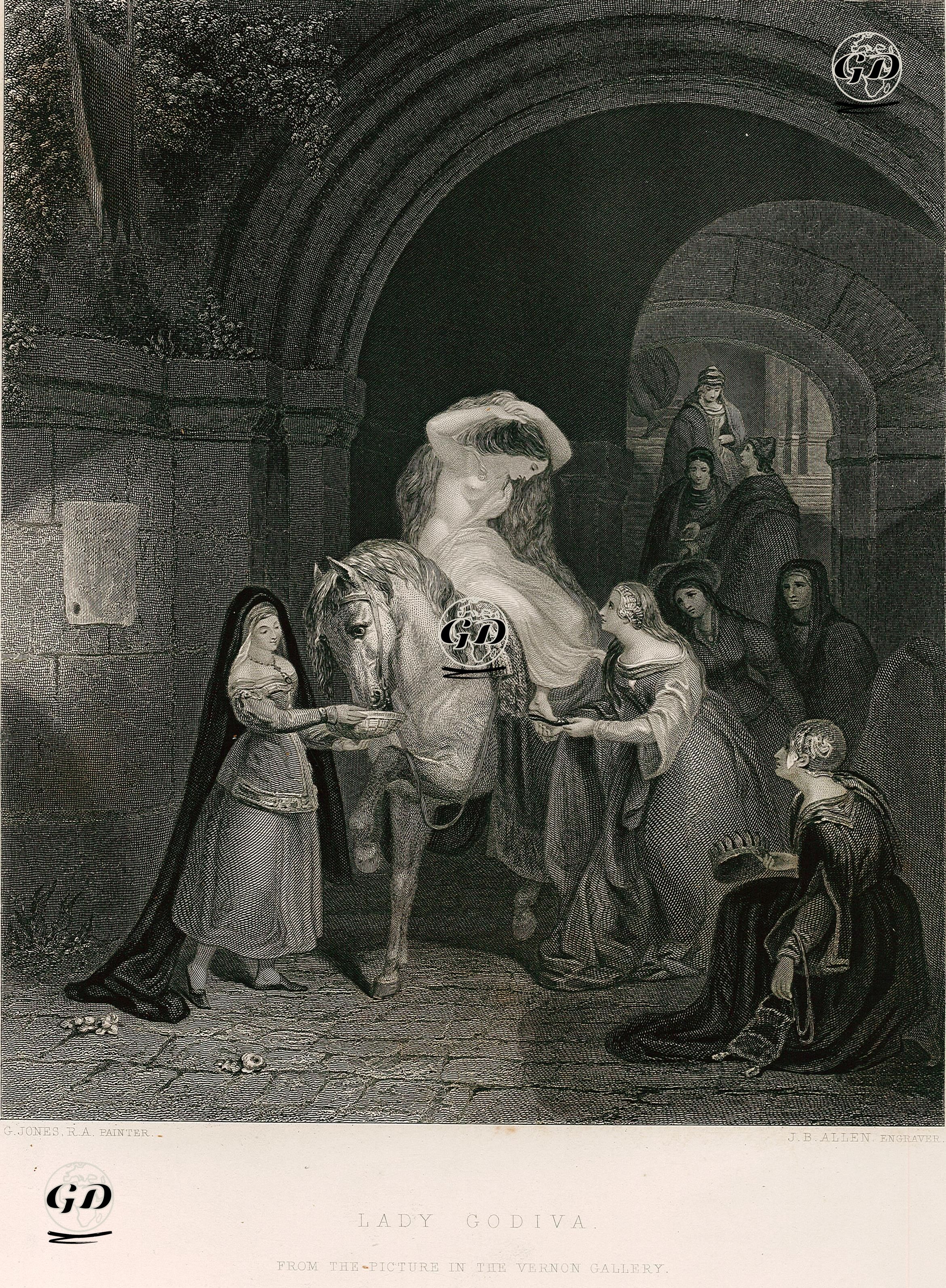 Lady Godiva'nın Halkı İçin Coventry'de Çıplak Olarak Ata Binmesi - George Jones (1786-1869) - 1855