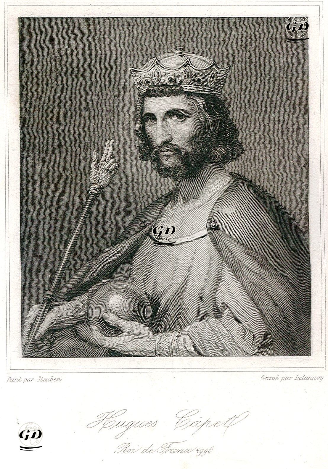 Fransa Kralı Hugh Capet (Kraliyet Dönemi 987-996) - Charles Auguste Guillaume Steuben (1788-1856) - 1843