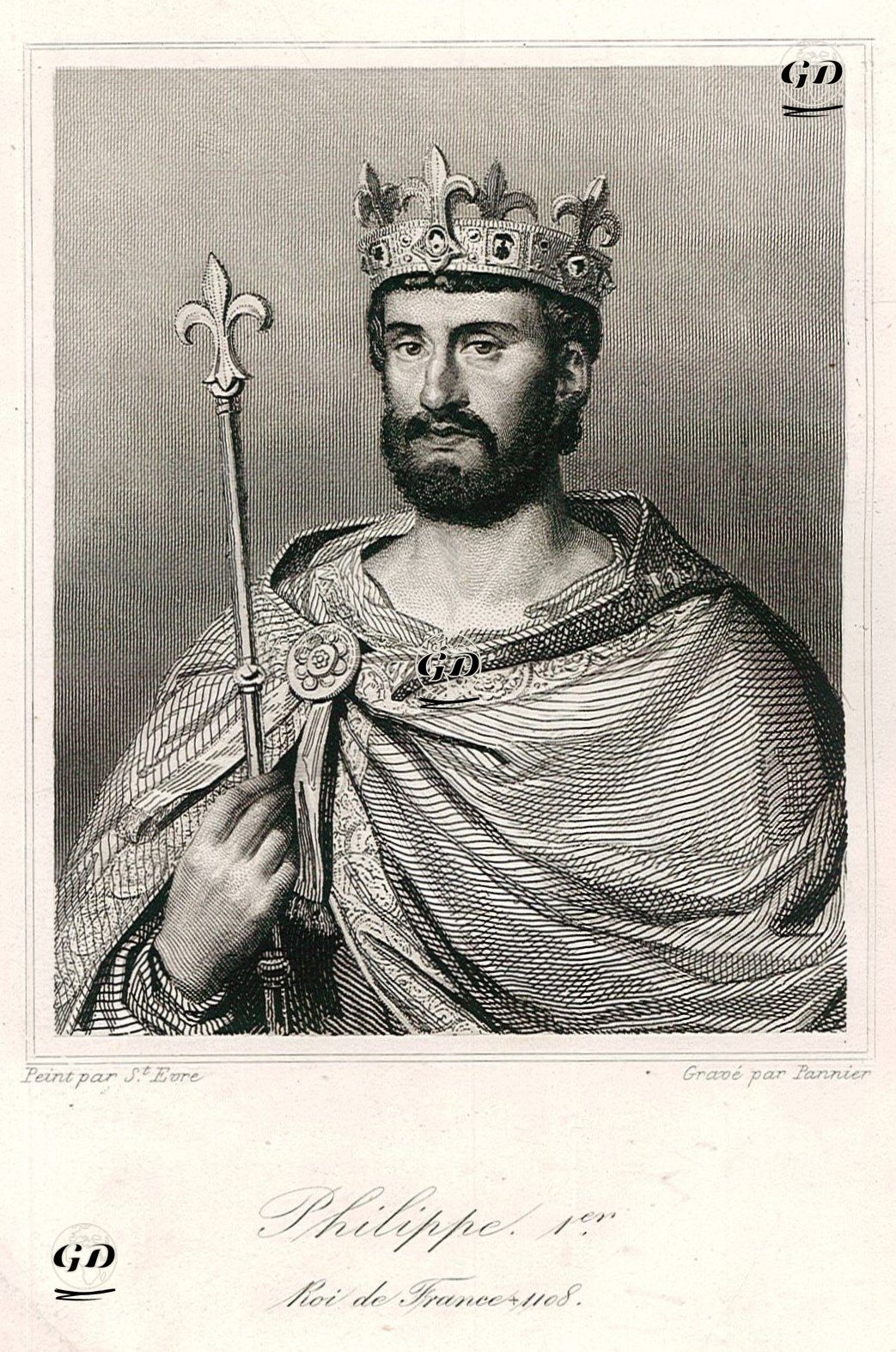 Fransa Kralı I.Philippe (Aşık Kral) (Kraliyet Dönemi 1060-1108) - Gillot Saint-Evre (1791-1858) - 1843