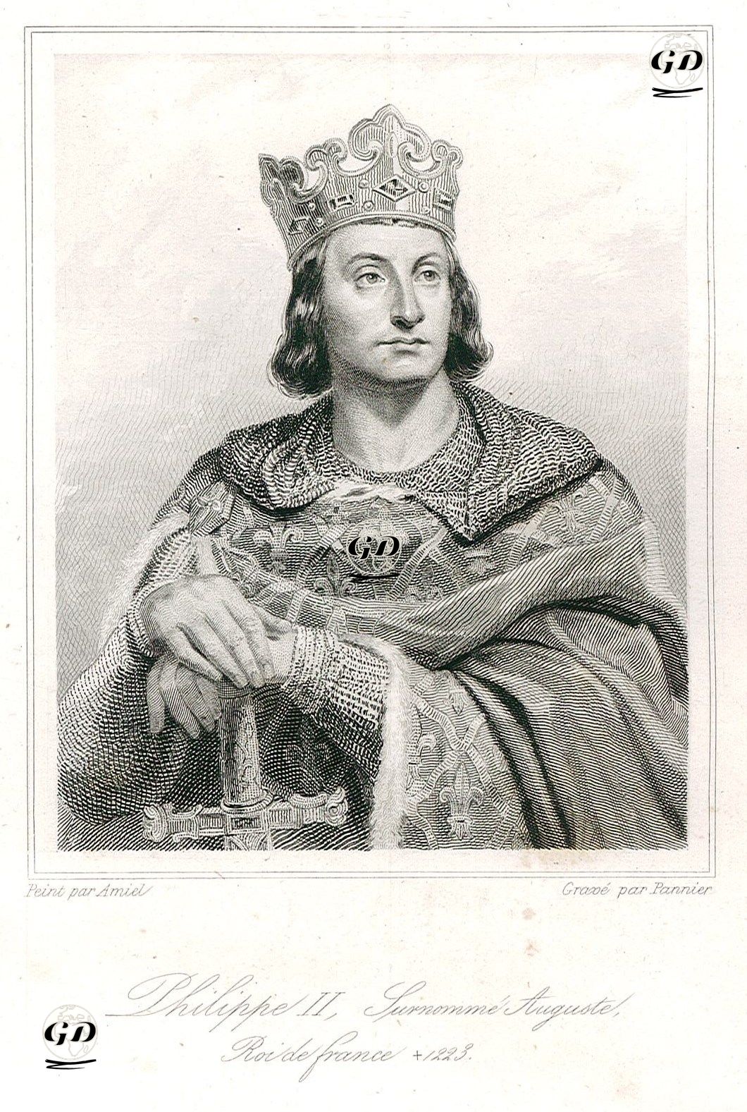 Fransa Kralı II. Philippe Augustus (Yüce Kral) (Kraliyet Dönemi 1180-1223) - Louis Felix Amiel (1802-1864) - 1843