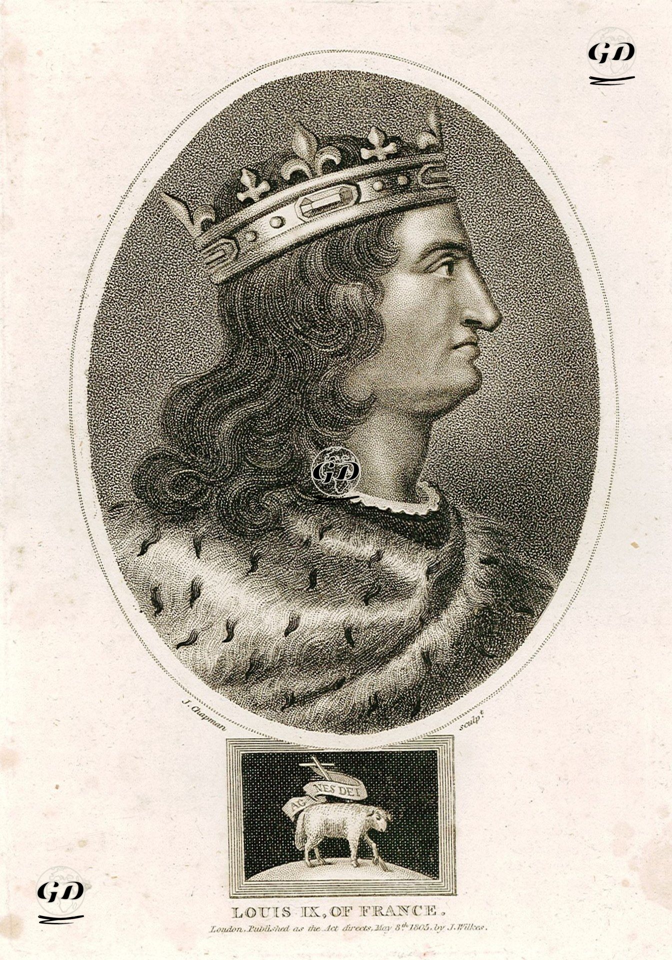  Fransa Kralı IX. Louis (Aziz Louis) (Kraliyet Dönemi 1226-1270) -  - 1805