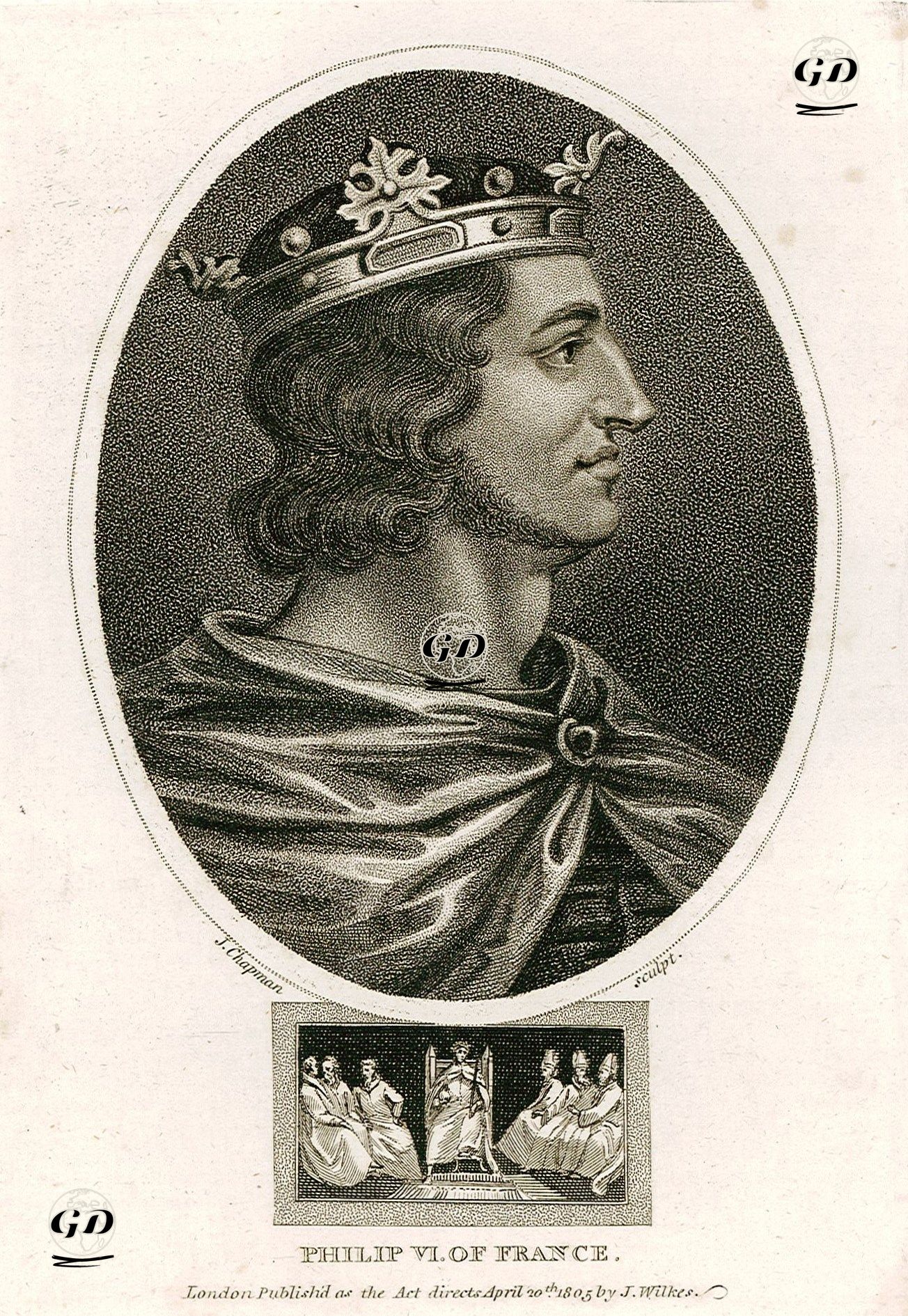 Fransa Kralı VI.Philippe (Şanşlı Kral) (Kraliyet Dönemi 1328-1350) -  - 1805