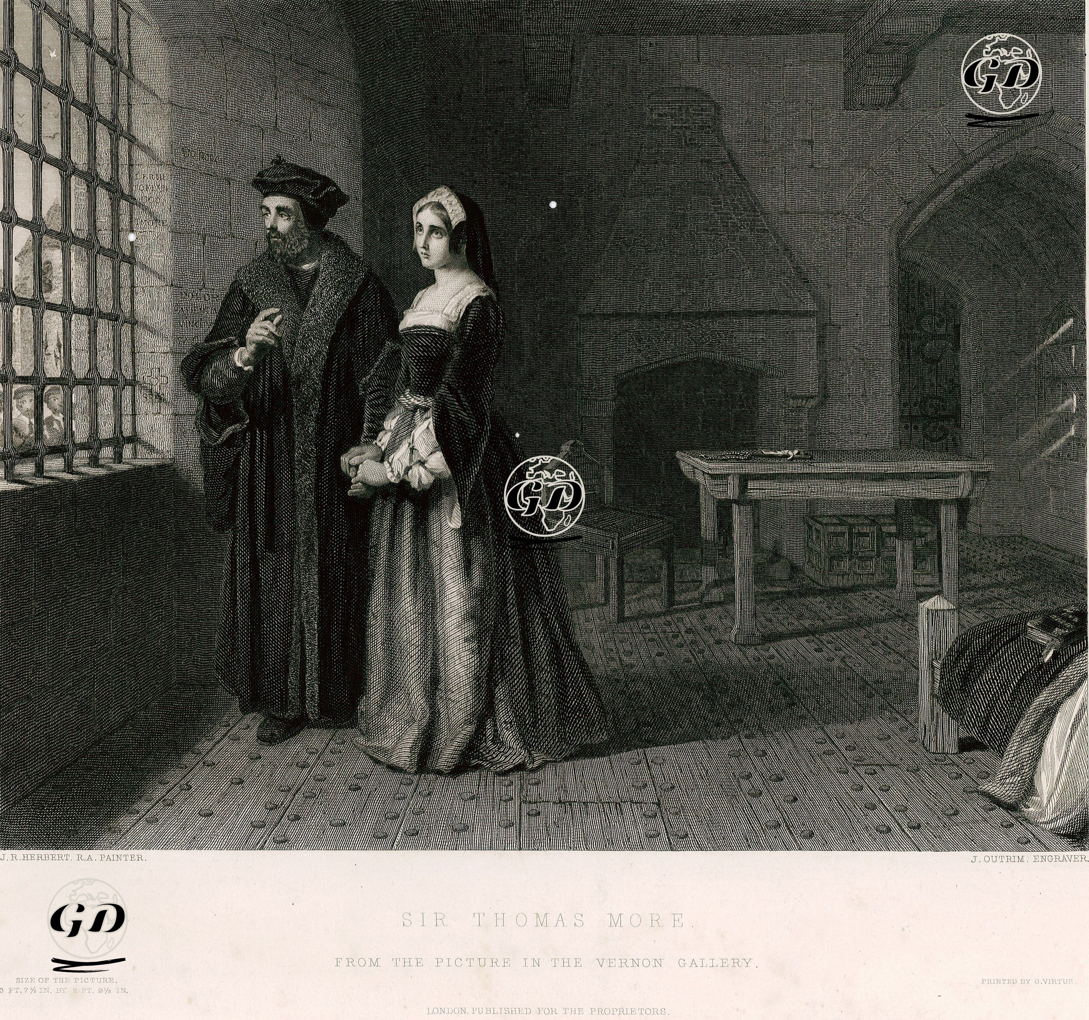 Londra Kulesine Hapsedilmiş Olan Thomas More Kızının Ziyaret Etmesi - John Rogers Herbert (1810-1890) - 1860's