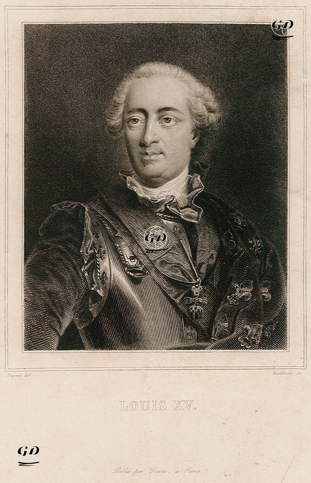 Fransa Kralı XV. Louis (Sevilen Louis) (Kraliyet Dönemi 1715-1774) - François-Léonard Dupont-Watteau (1756-1824) - 1840's