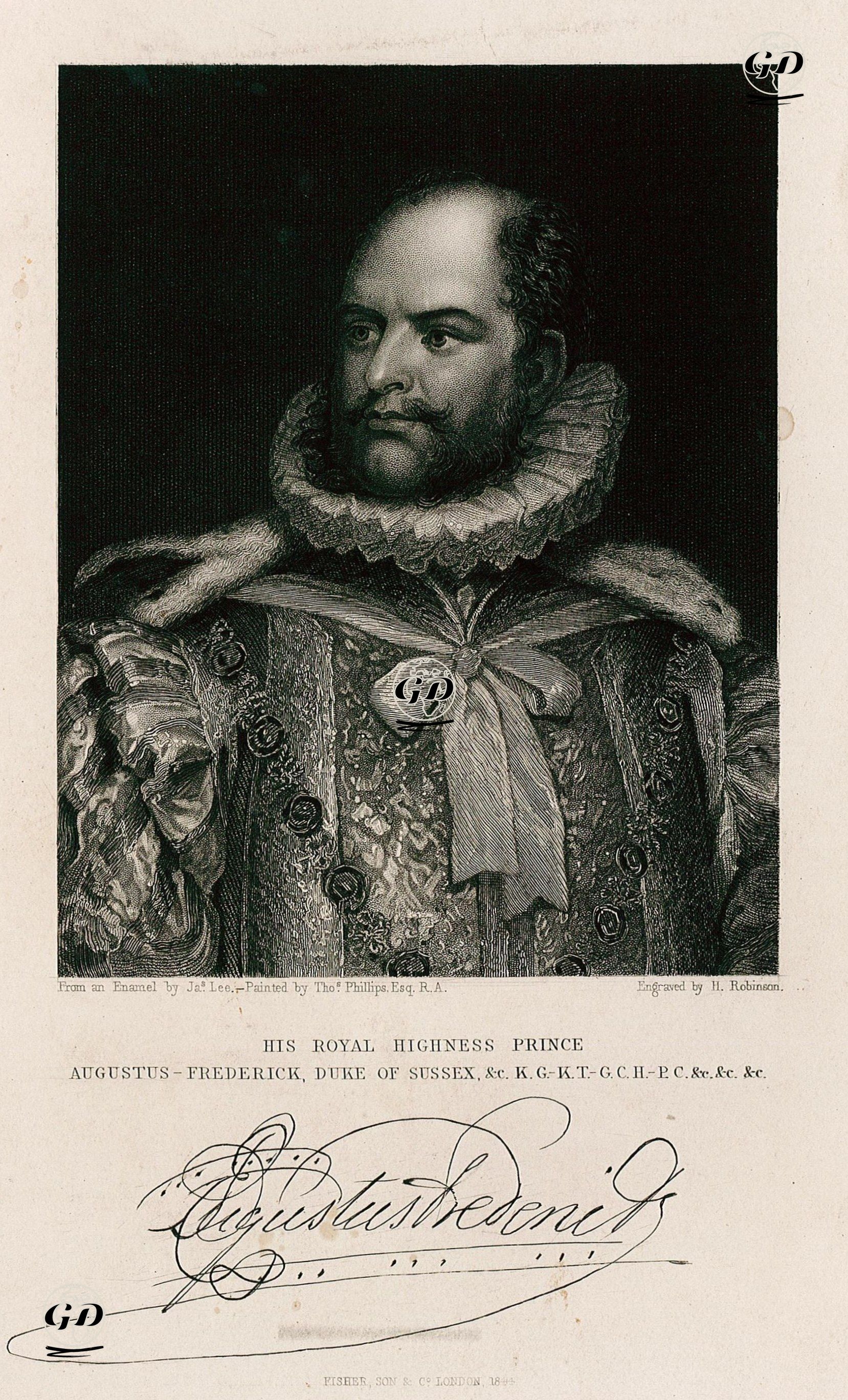 His Royal Highness Prince Augustus-Frederick, Duke Of Sussex - James Lee-Thomas Phillips (1770-1845) - 1844