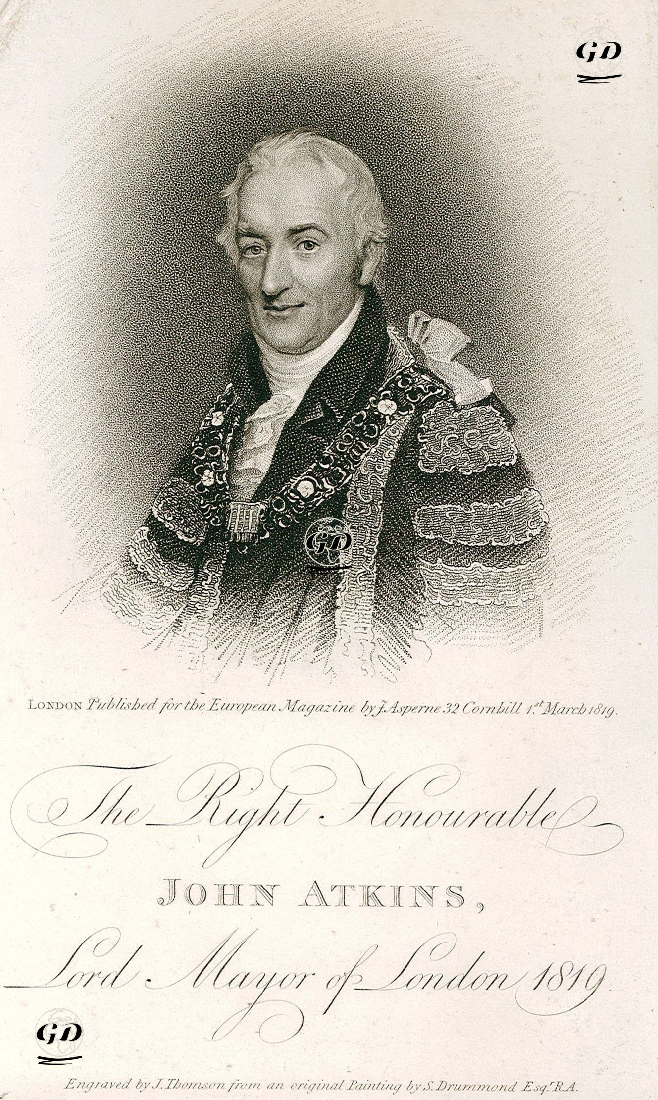 Londra Belediye Başkanı John Atkins (1818-1819) - Samuel Drummond (1766-1844) - 1820