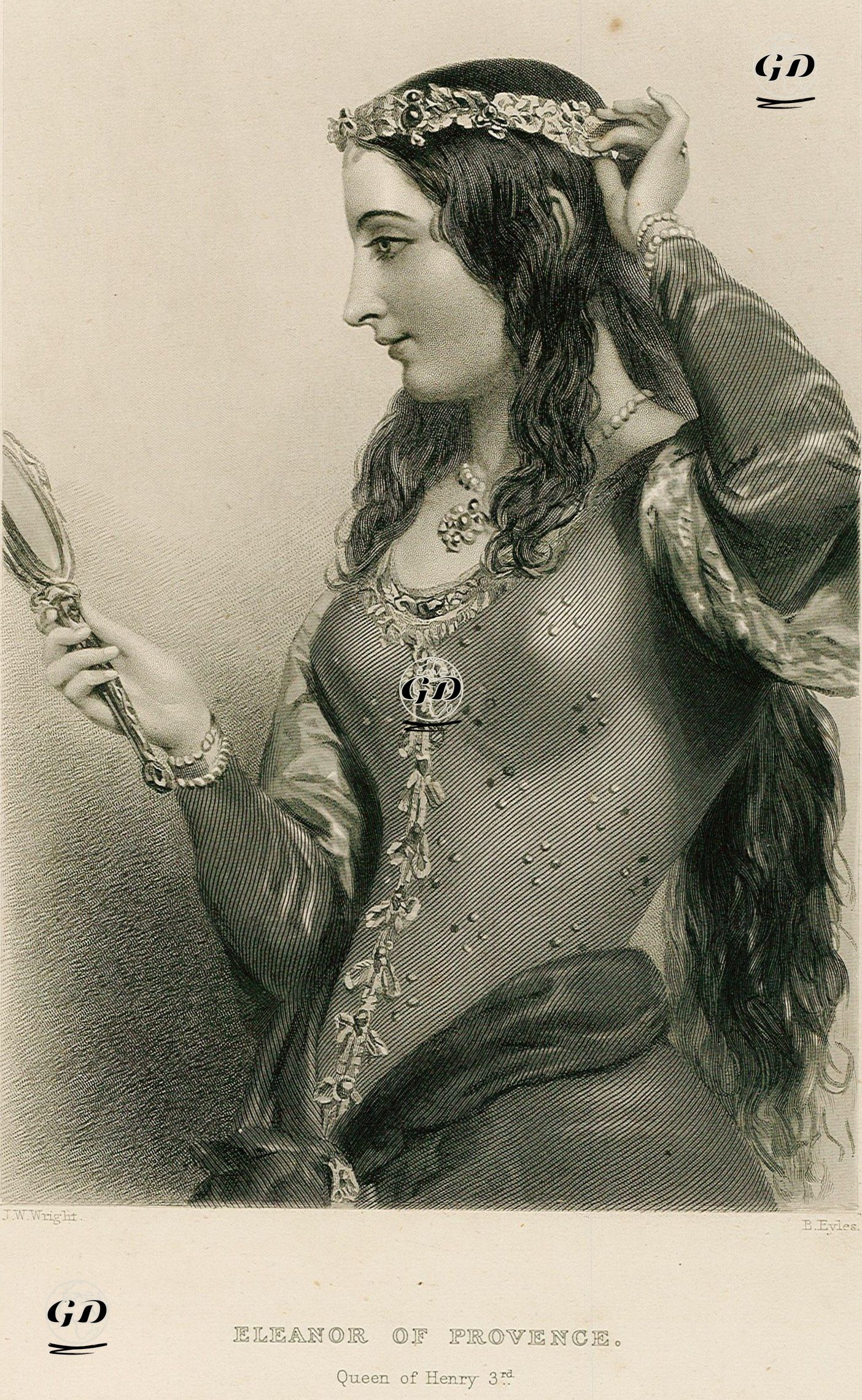 İngiltere Kralı III.Henry'nin Eşi Kraliçe Provenceli Eleanor - John William Wright (1802 -1848) - 1851
