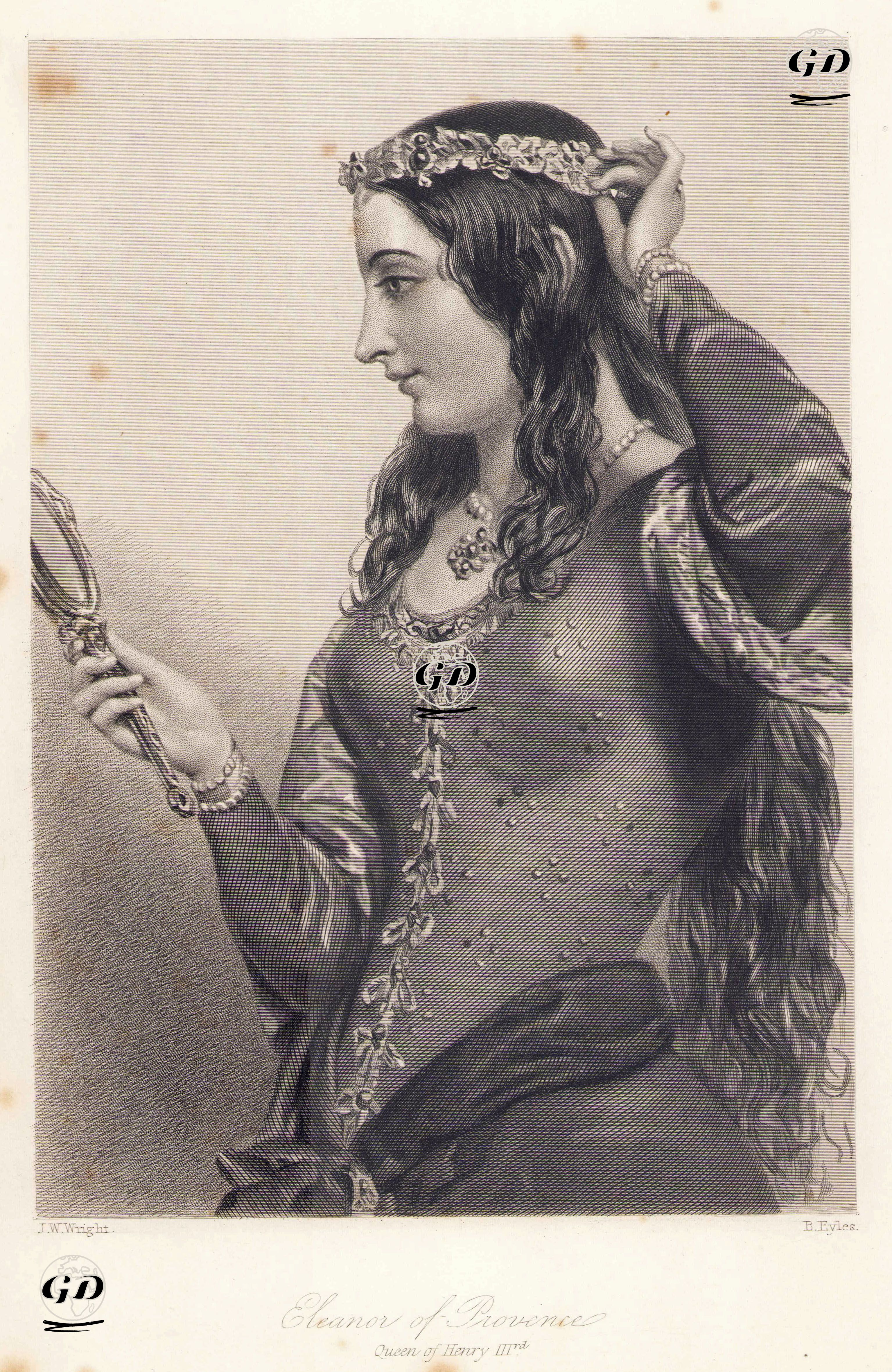 Eleanor Of Provence, Queen Of Henry 3rd - John William Wright (1802 -1848) - 1862