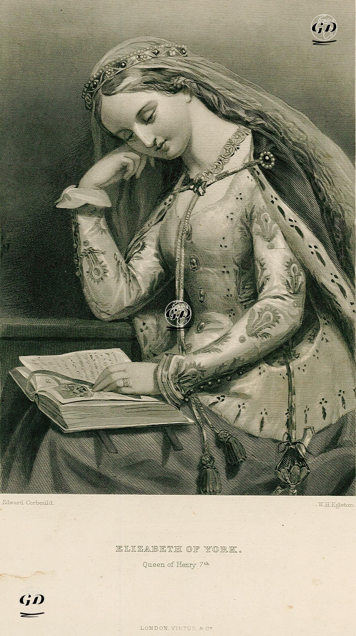 İngiltere Kralı VII.Henry'nin Eşi Kraliçe Yorklu Elizabeth - Edward Henry Corbould (1815-1905) - 1851