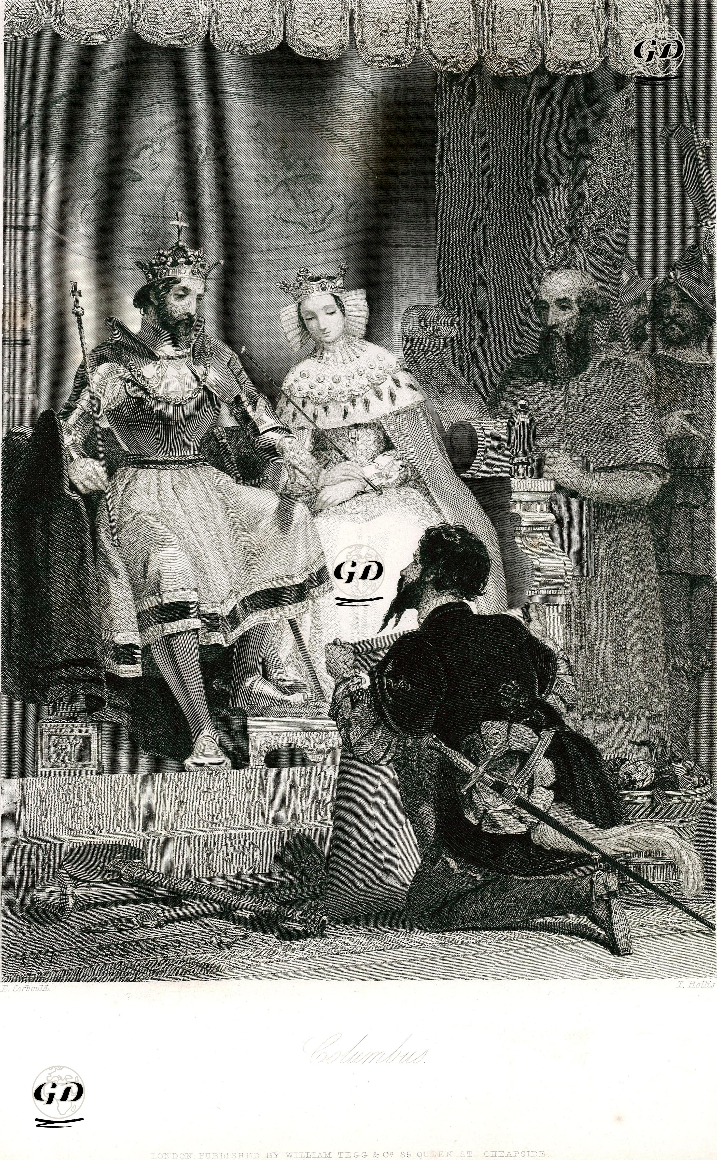Kristof Kolomb'un İspanya Kralı II.Ferdinand ve Kraliçe I.İsabella'dan Keşif Yolculuğu İçin Destek İstemesi - Edward Henry Corbould (1815-1905) - 1846