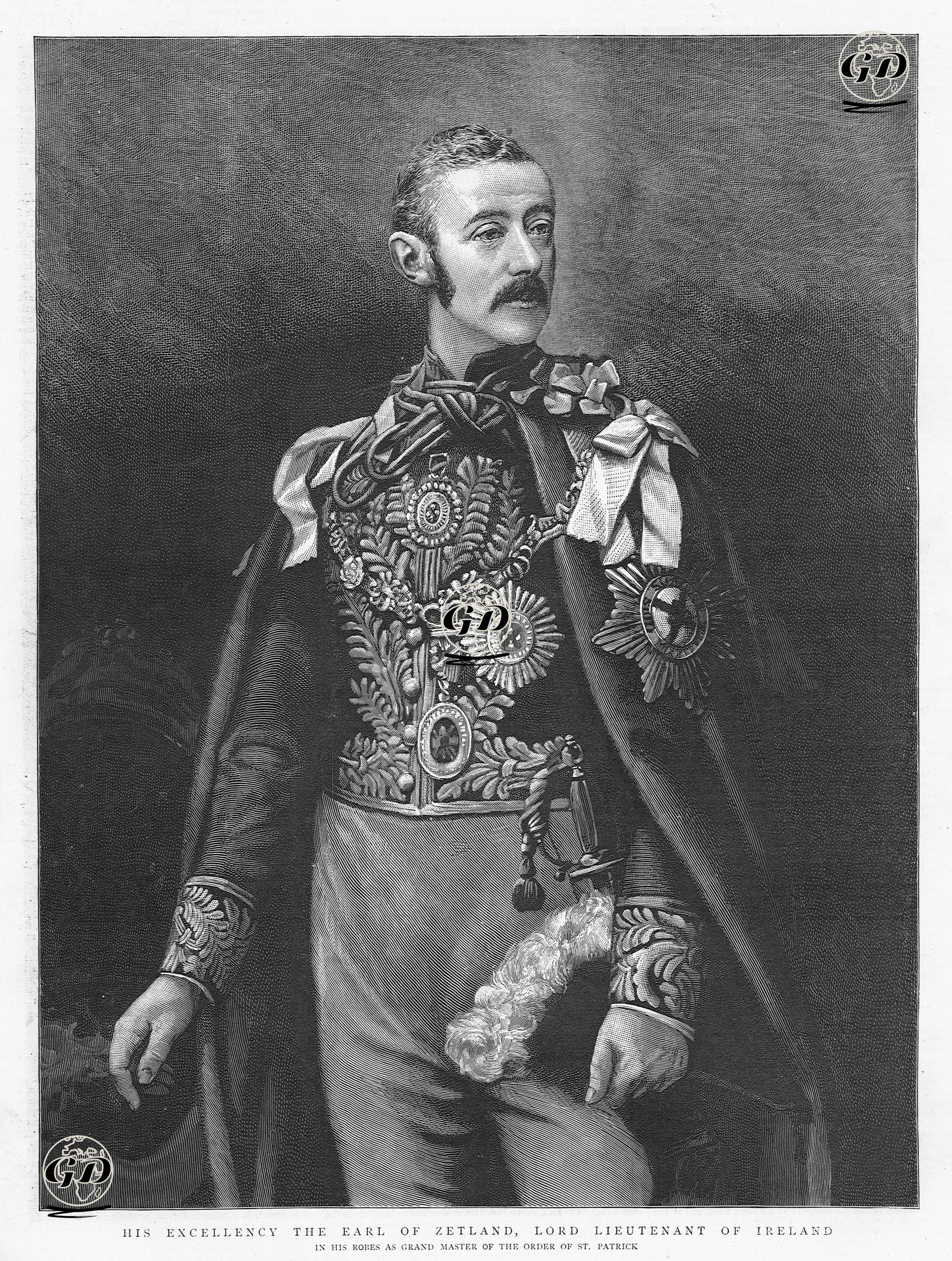 St.Patrick Cemiyetinin Büyük Üstadı Kıyafeti İle İrlanda Baş Yöneticisi Zetland Kontu  -  - 1890