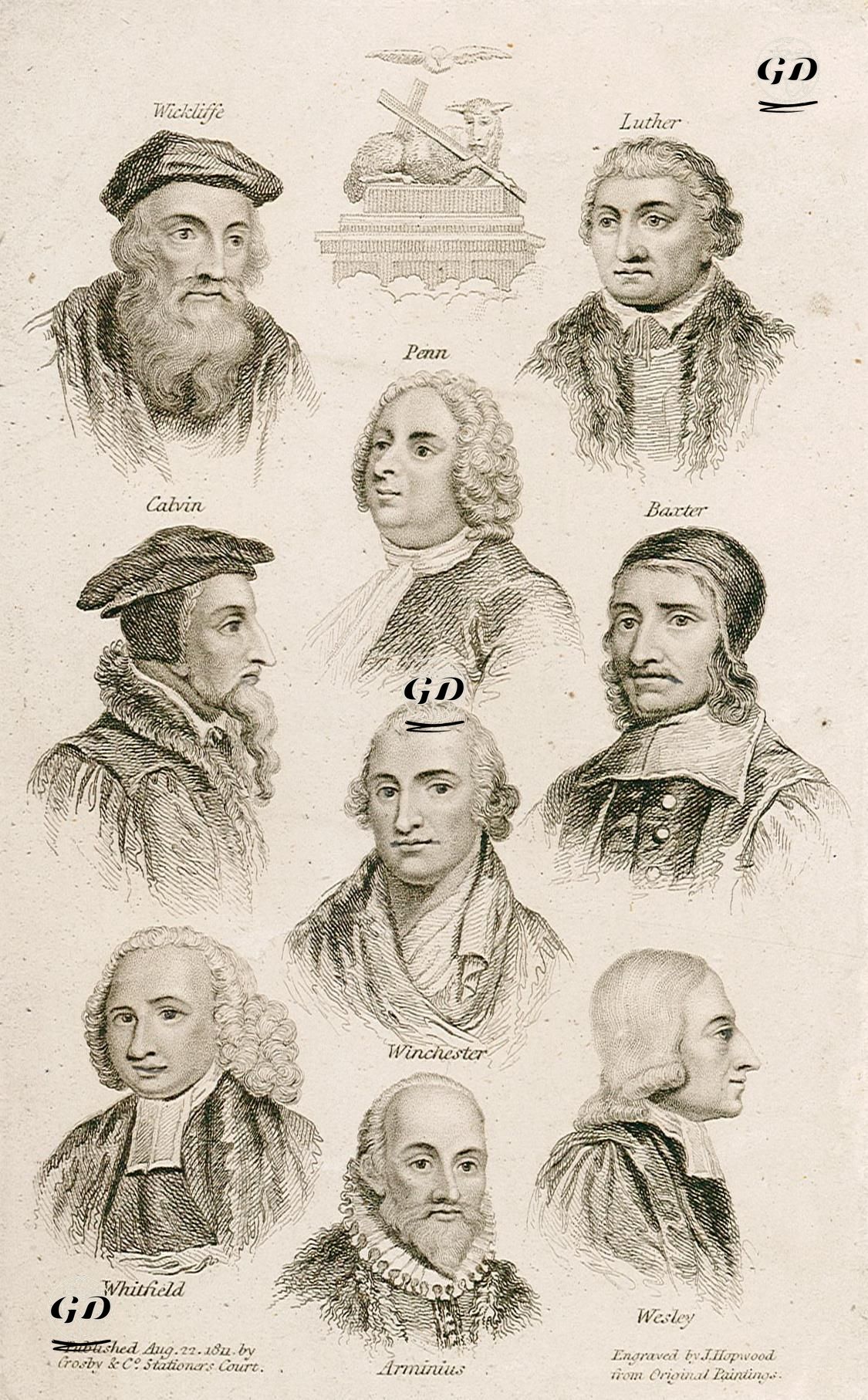 John Wycliffe, Martin Luther, William Penn, Jean Calvin, Richard Baxter, Winchester, George Whitefield, Jacobus Arminius, John Wesley -  - 1811
