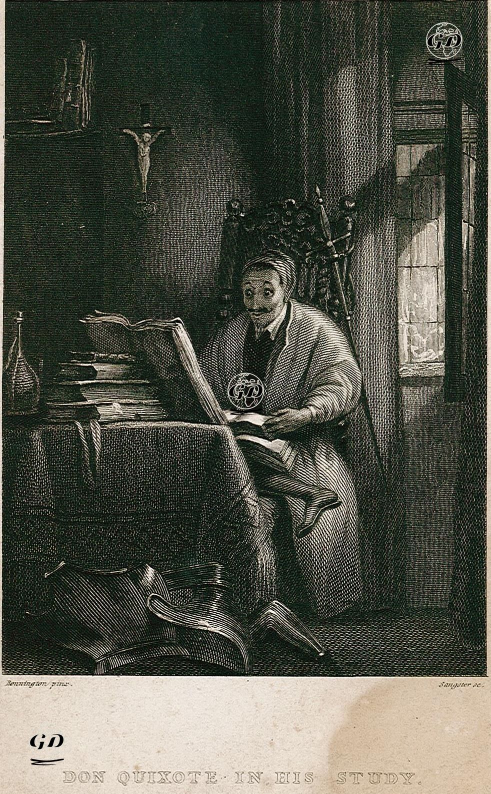 Don Quixote in His Study - Richard Parkes Bonnington (1802-1828) - 1831