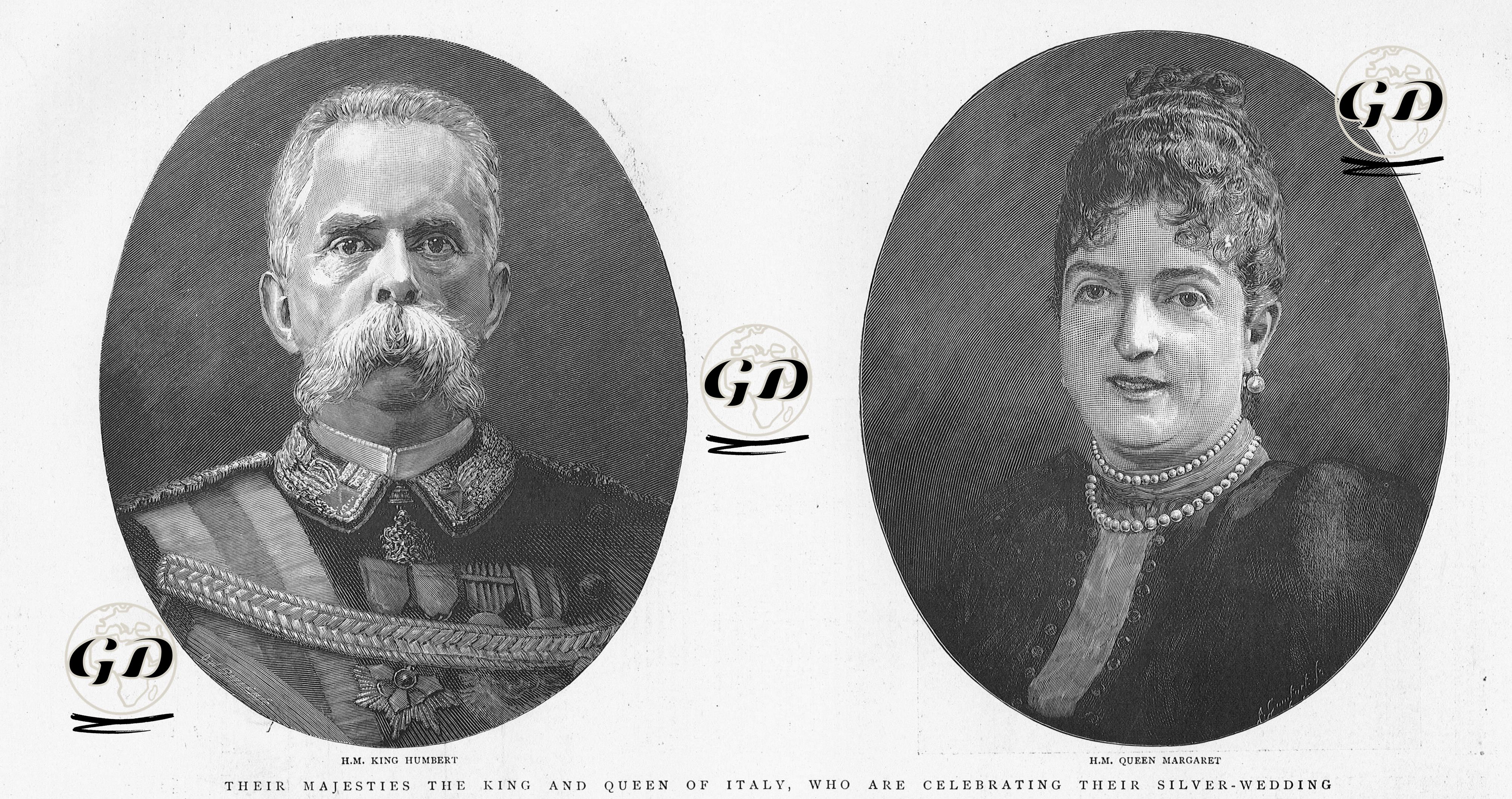 H.M.King Humbert-H.M. Queen Margaret, Their Majesties The King And Queen Of Italy, Who Are Celebrating Their Silver Wedding  -  - 1893