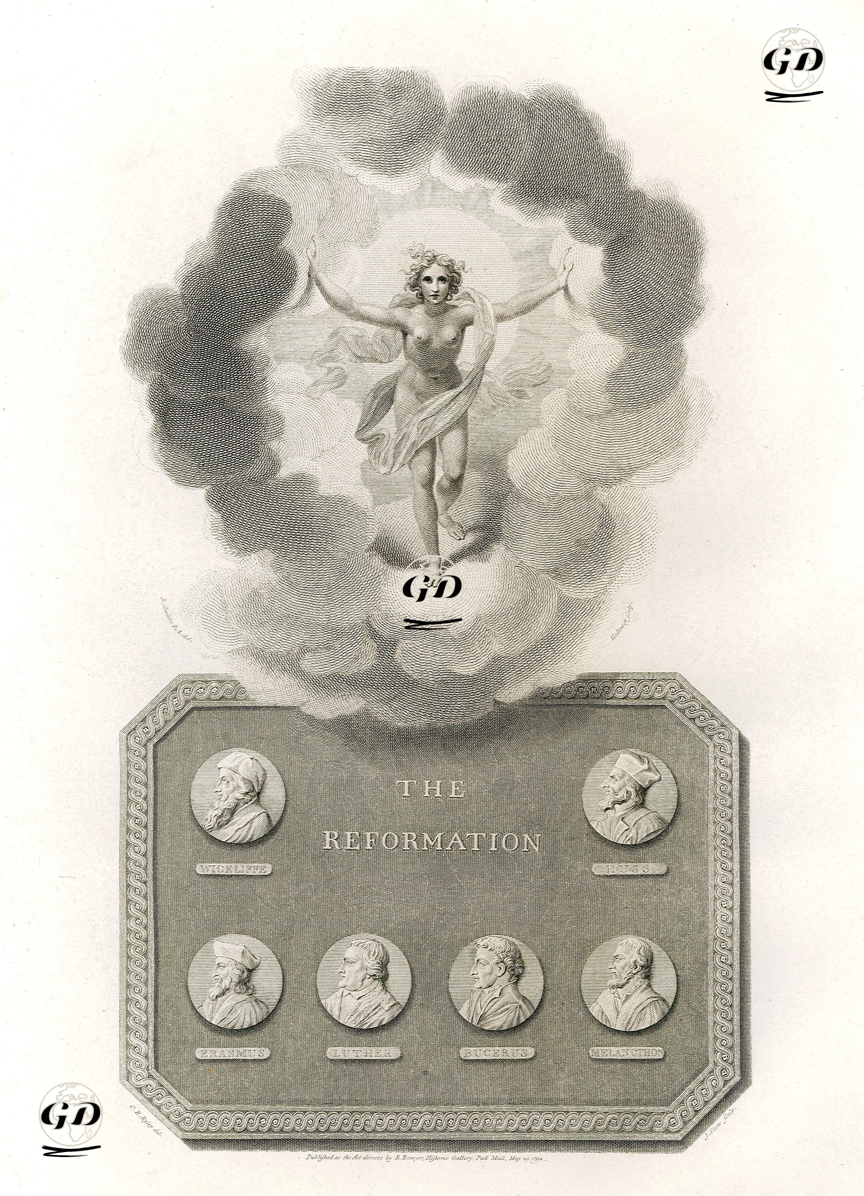 Reformistler-John Wycliffe, Jan Hus, Desiderius Erasmus, Martin Luther, Martin Bucer, Philipp Melanchthon - Charles Reuben Ryley (1752-1798)-Robert Smirke (1752-1845) - 1794