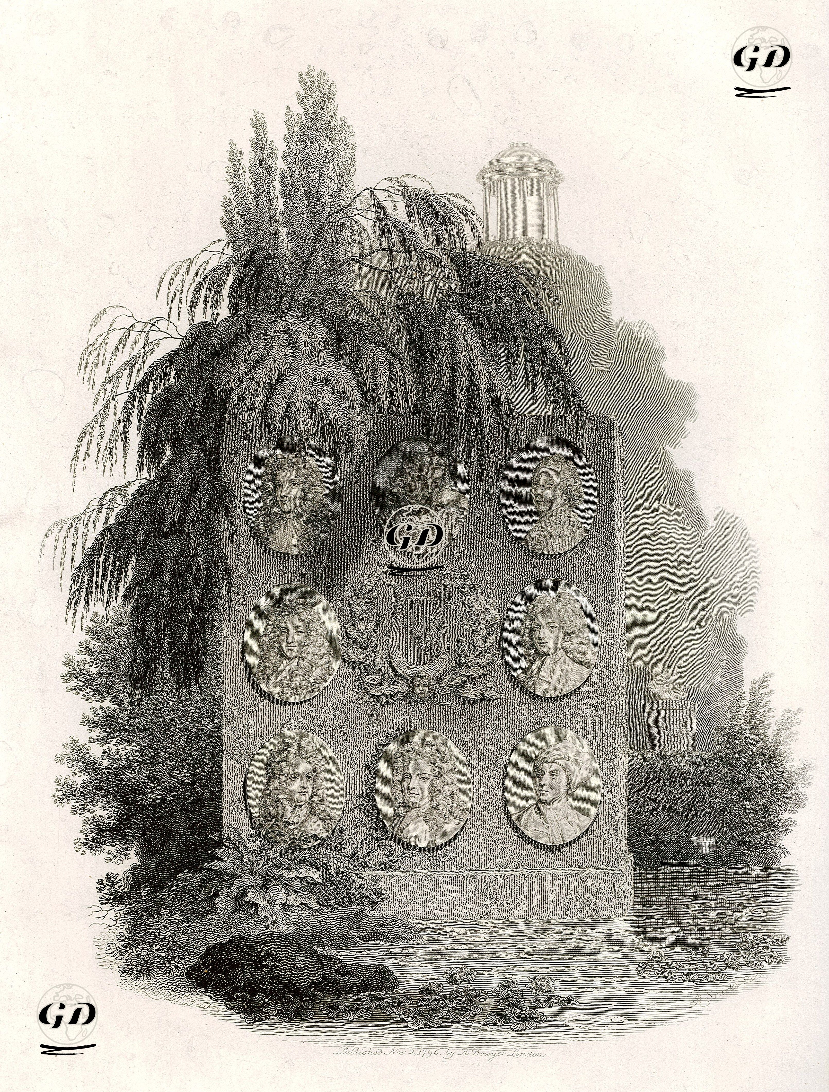Şairler-Nicholas Rowe, Joseph Addison, William Wycherley, Matthew Prior, John Dryden - Robert Smirke (1752-1845) - 1796