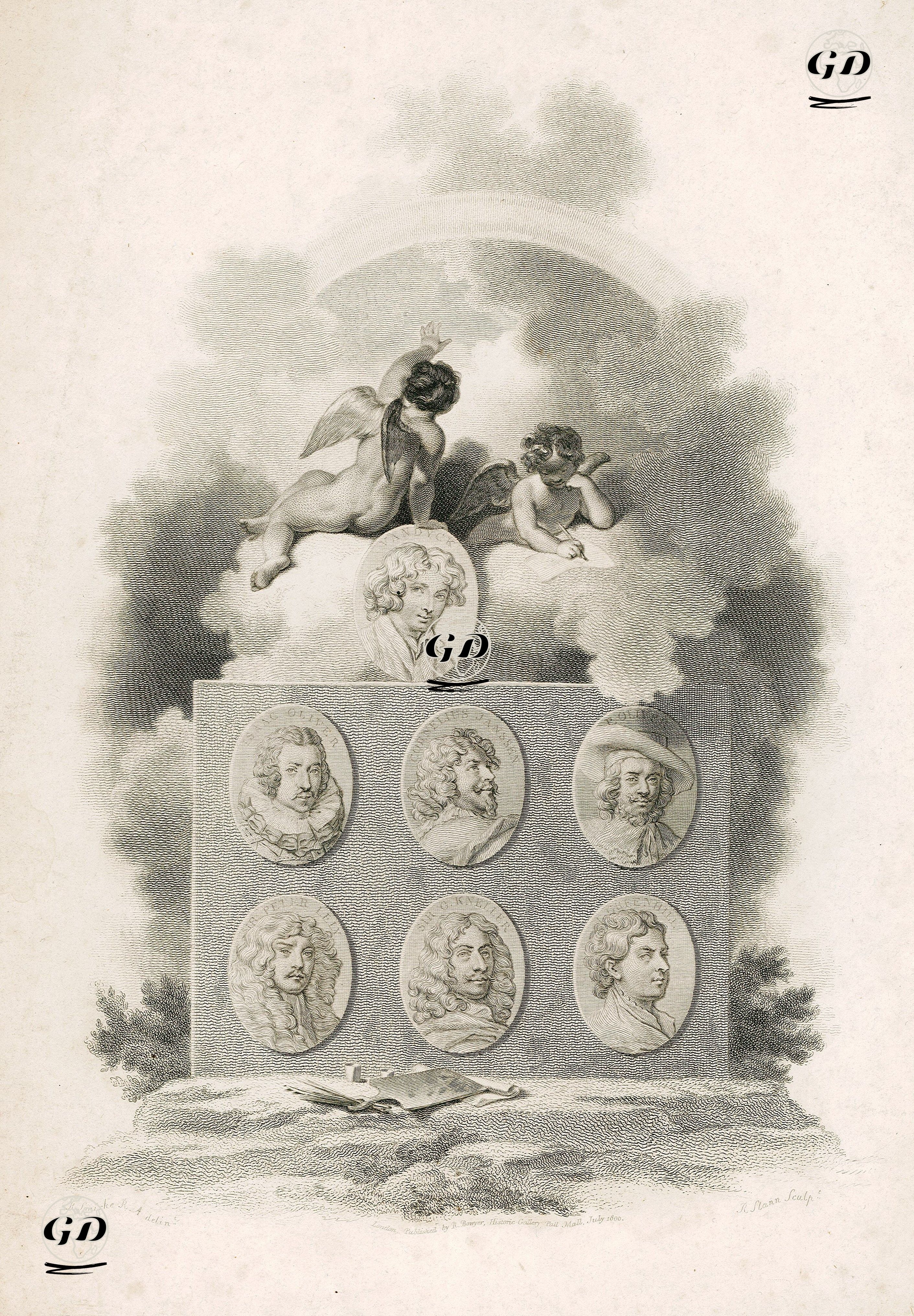 Painters-Anthony van Dyck, Isaac Oliver, Cornelius Janseen, Peter Oliver, Peter Lely, Godfrey Kneller and John Greenhill  - Robert Smirke (1752-1845) - 1800