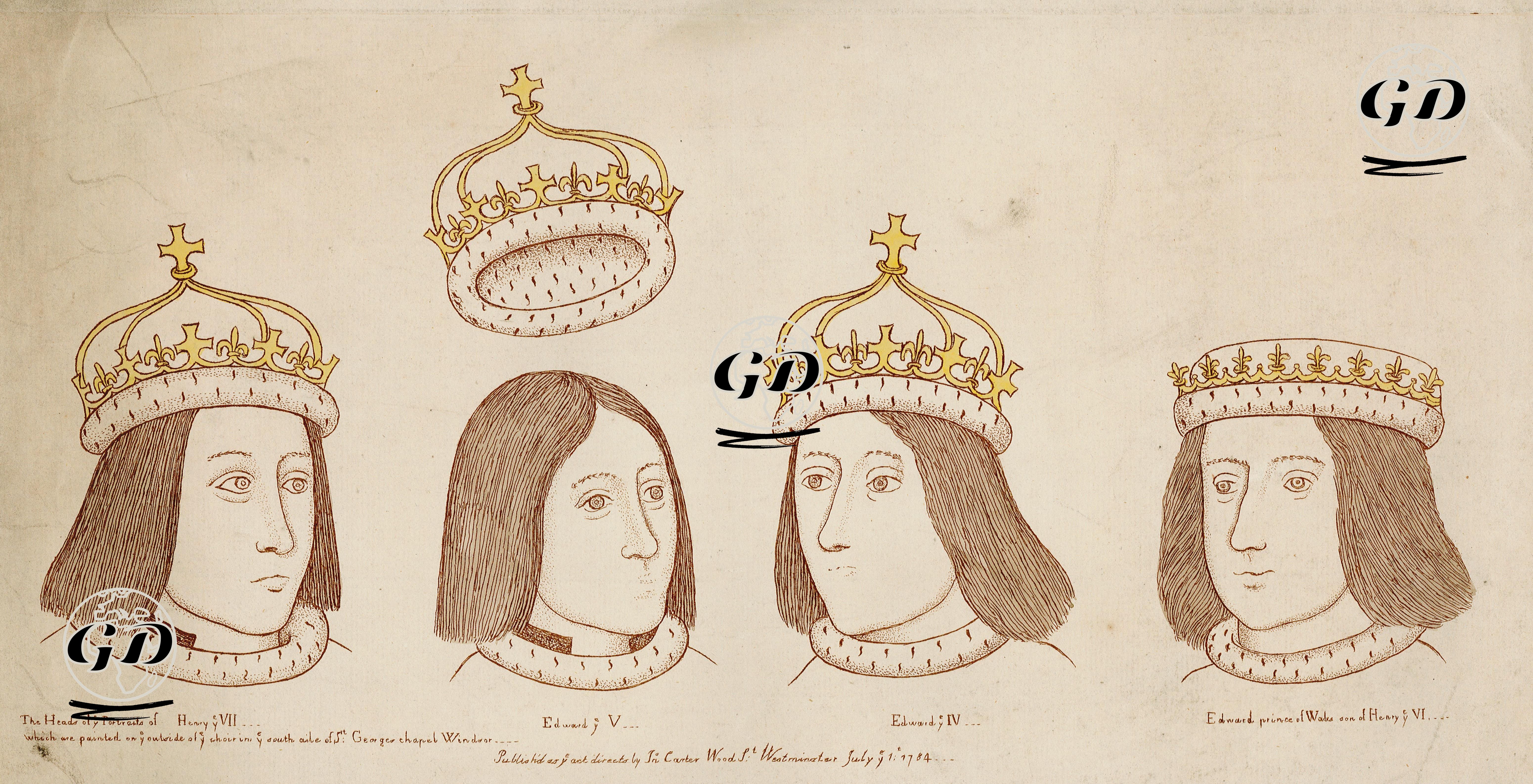 İngiltere Kralı VII. Henry, V.Edward, IV Edward ve Galler Prensi Edward'ın Portreleri -  - 1784