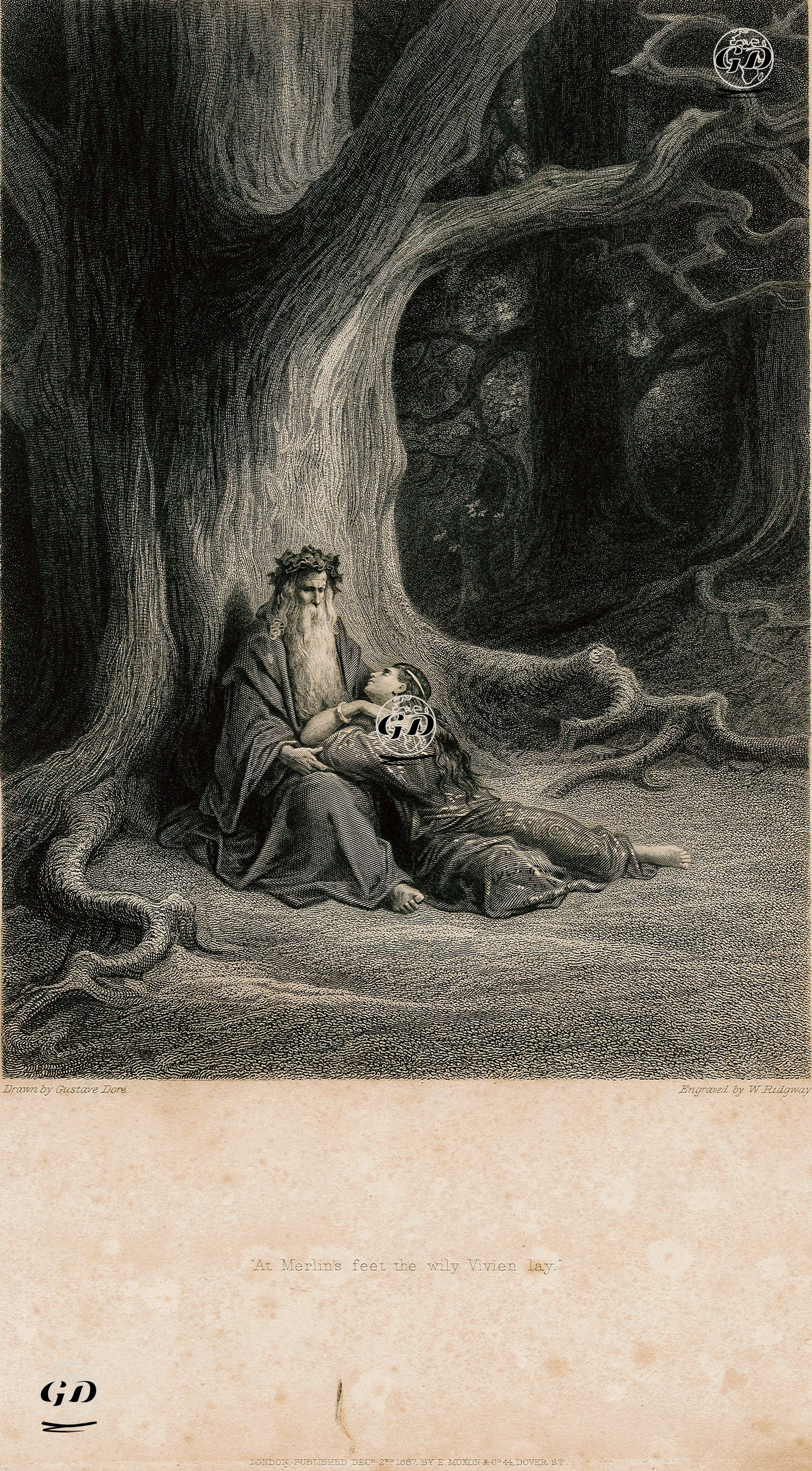 Vivien ve Merlin'in Birbirlerine Yaslanması - Gustave Dore (1832-1883) - 1867