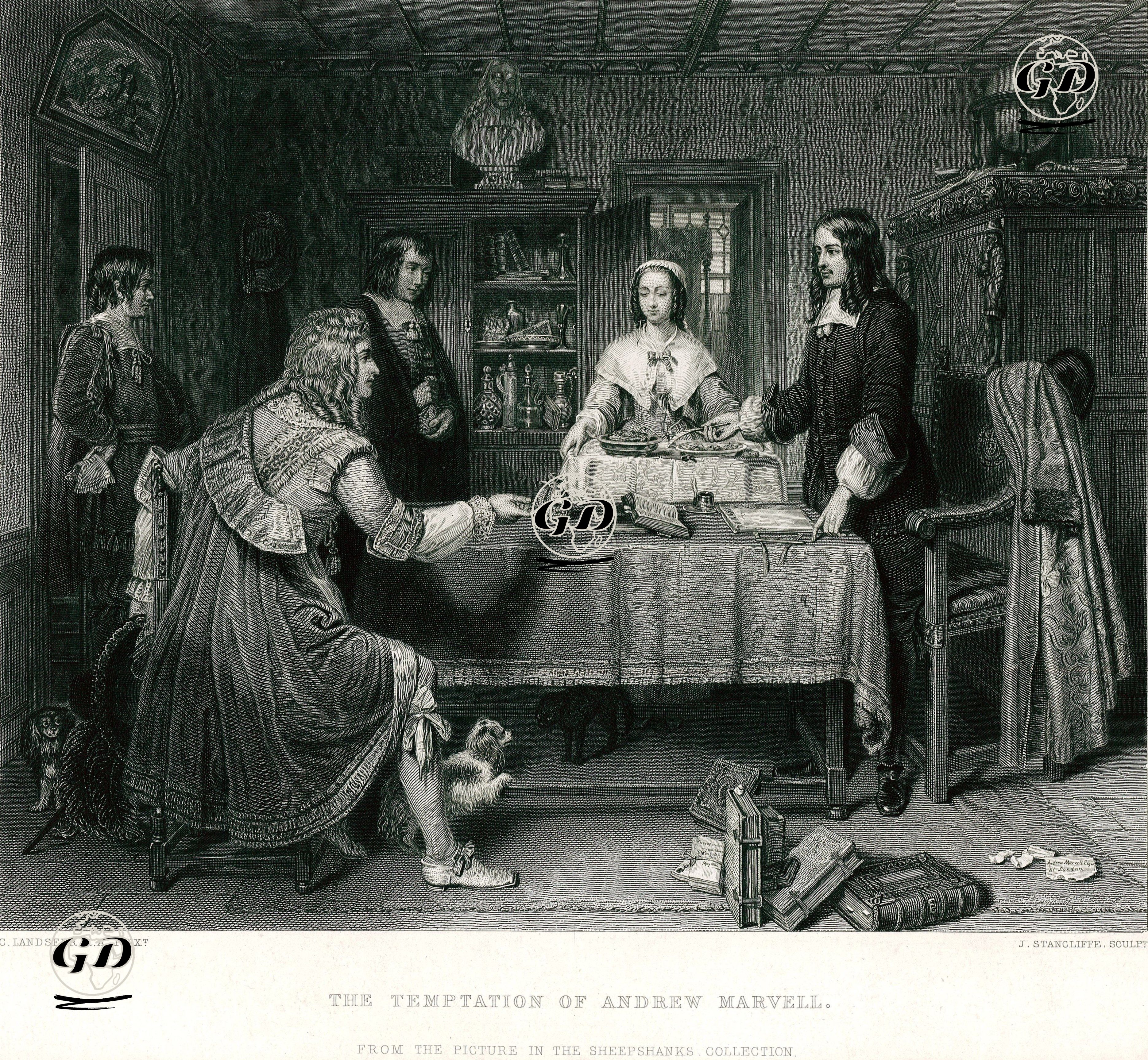 Andrew Marvell'in Kendi Taraflarında Yer Alması İçin İngiltere Kralı II.Charles'nin Tarafından Para Teklif Edilmesi - Charles Landseer (1799-1879) - 1864