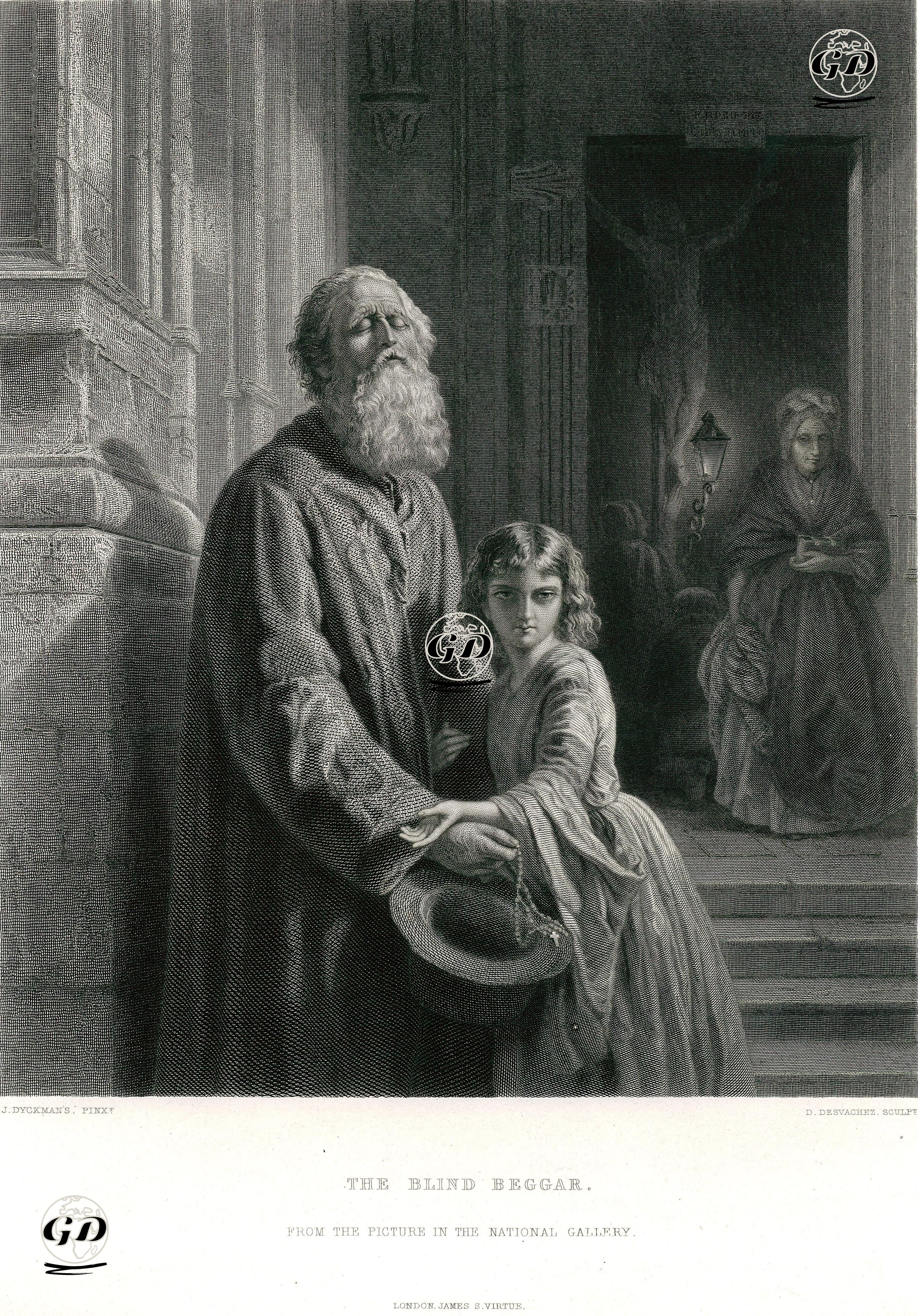 The Blind Beggar  - Josephus Laurentius Dyckmans (1811-1888) - 1864