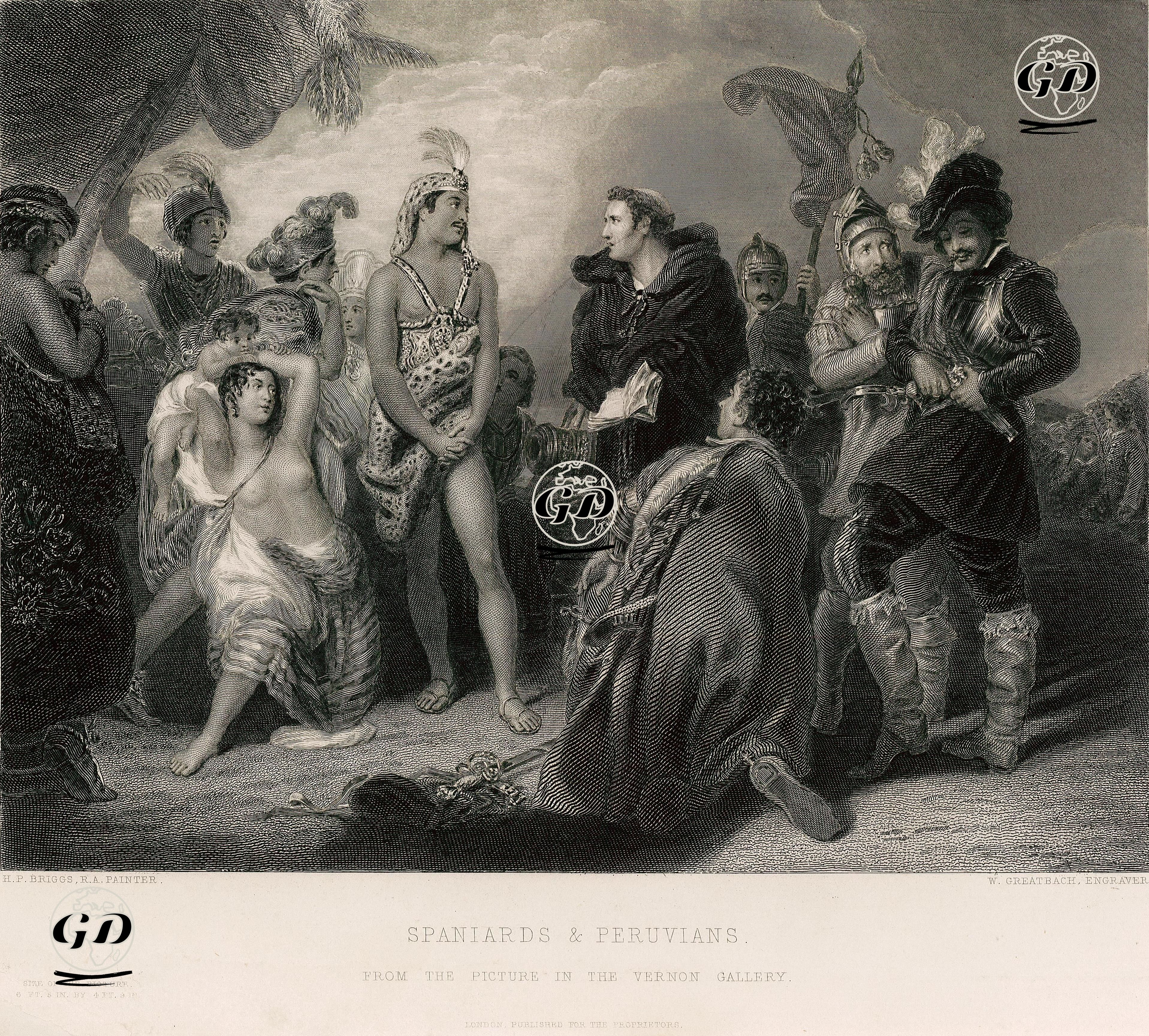 İspanyol Kaşiflerle Ve Peruluların İlk Buluşması - Henry Perronet Briggs (1793-1844) - 1857