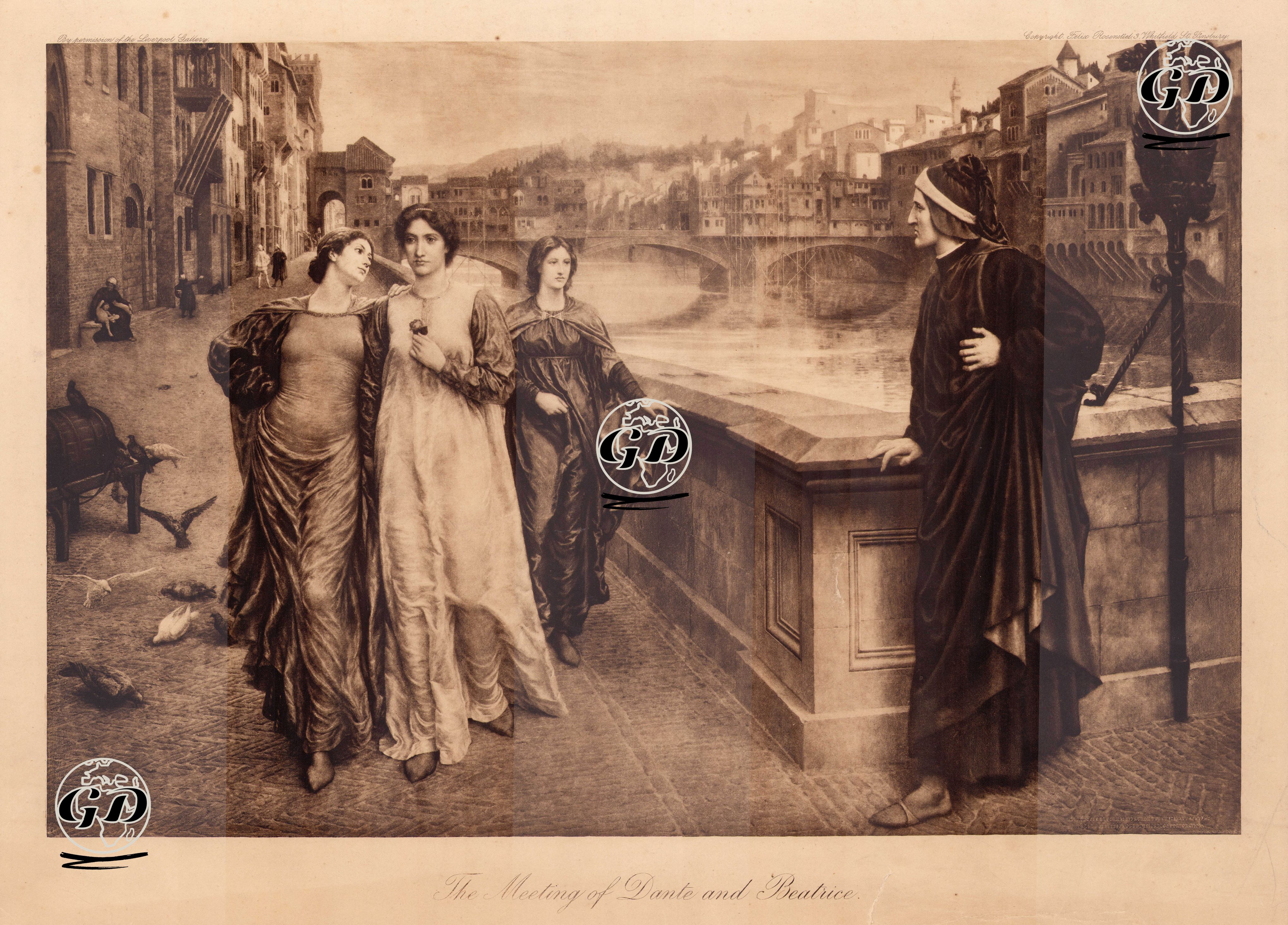 Dante Ve Beatrice'nin Karşılasması - Henry Holiday (1839-1927) - 1900's