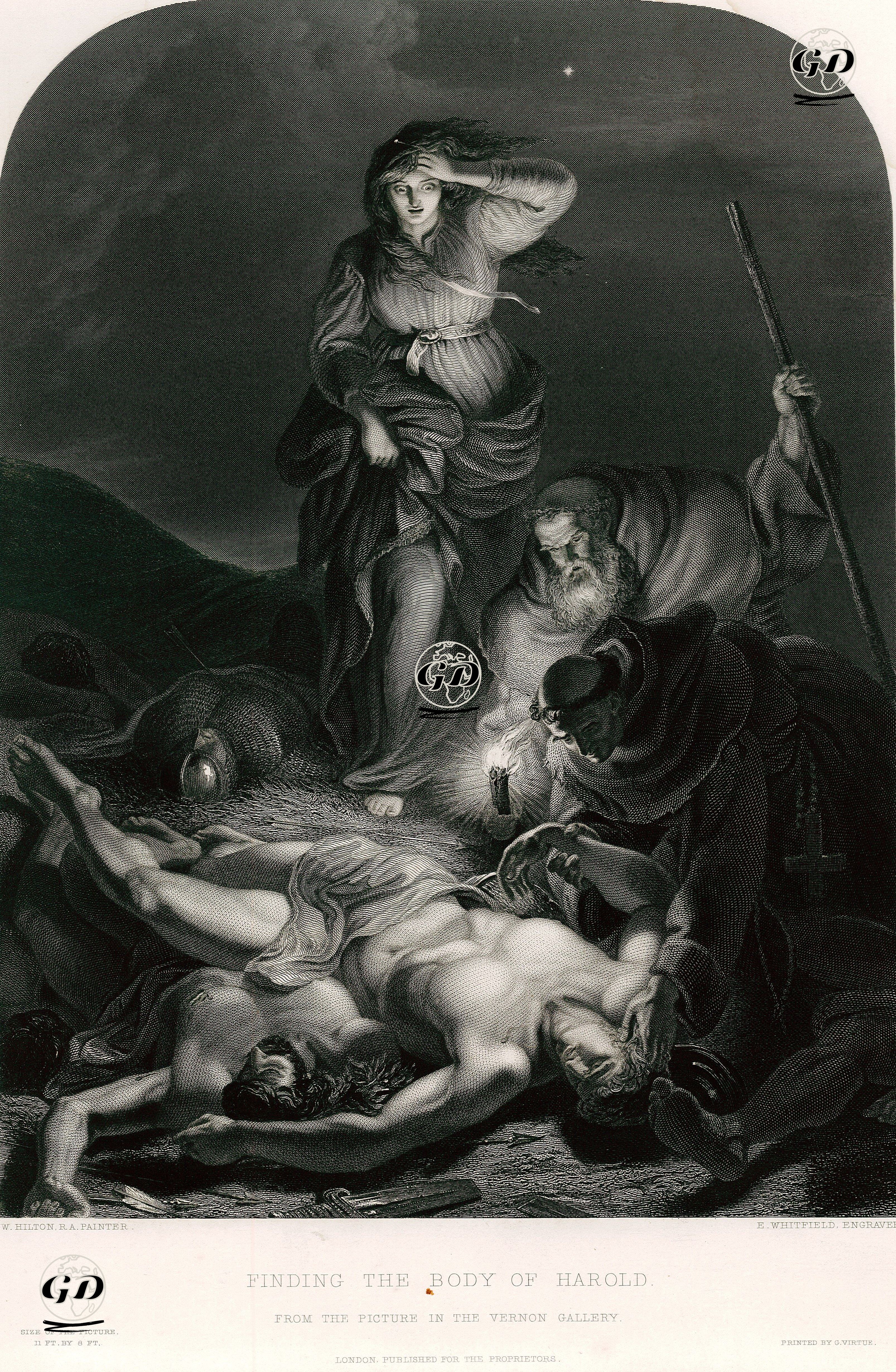 İngiltere Kralı II. Harold'un Hasting Savaş Meydanında Cesedinin Bulunması - William Hilton (1786-1839) - 1853
