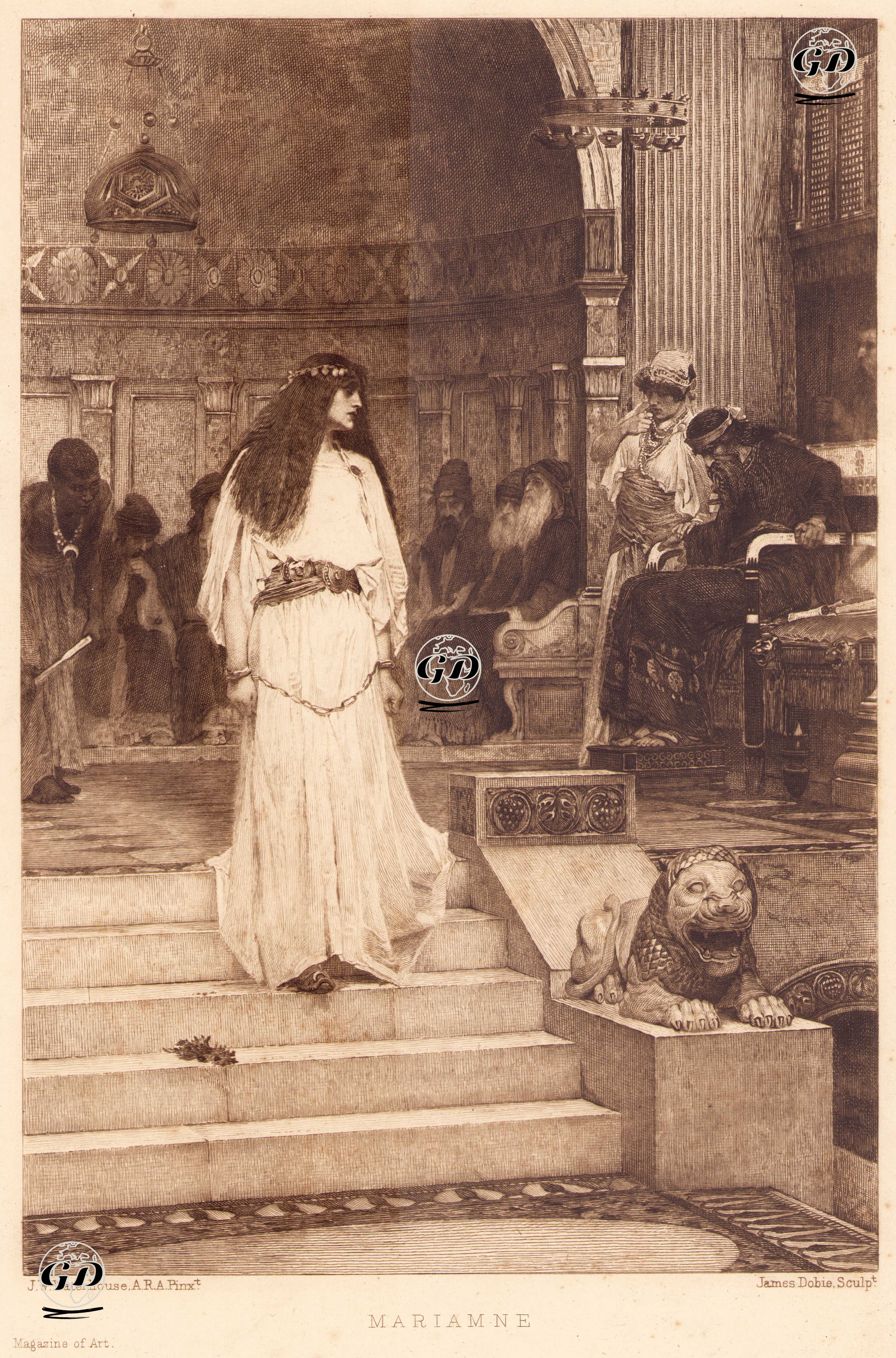 Yargılanan Hasmonean Kraliçesi Mariamne'nin Kral Herod'un Yanından Ayrılışı - John William Waterhouse (1849-1917) - 1888