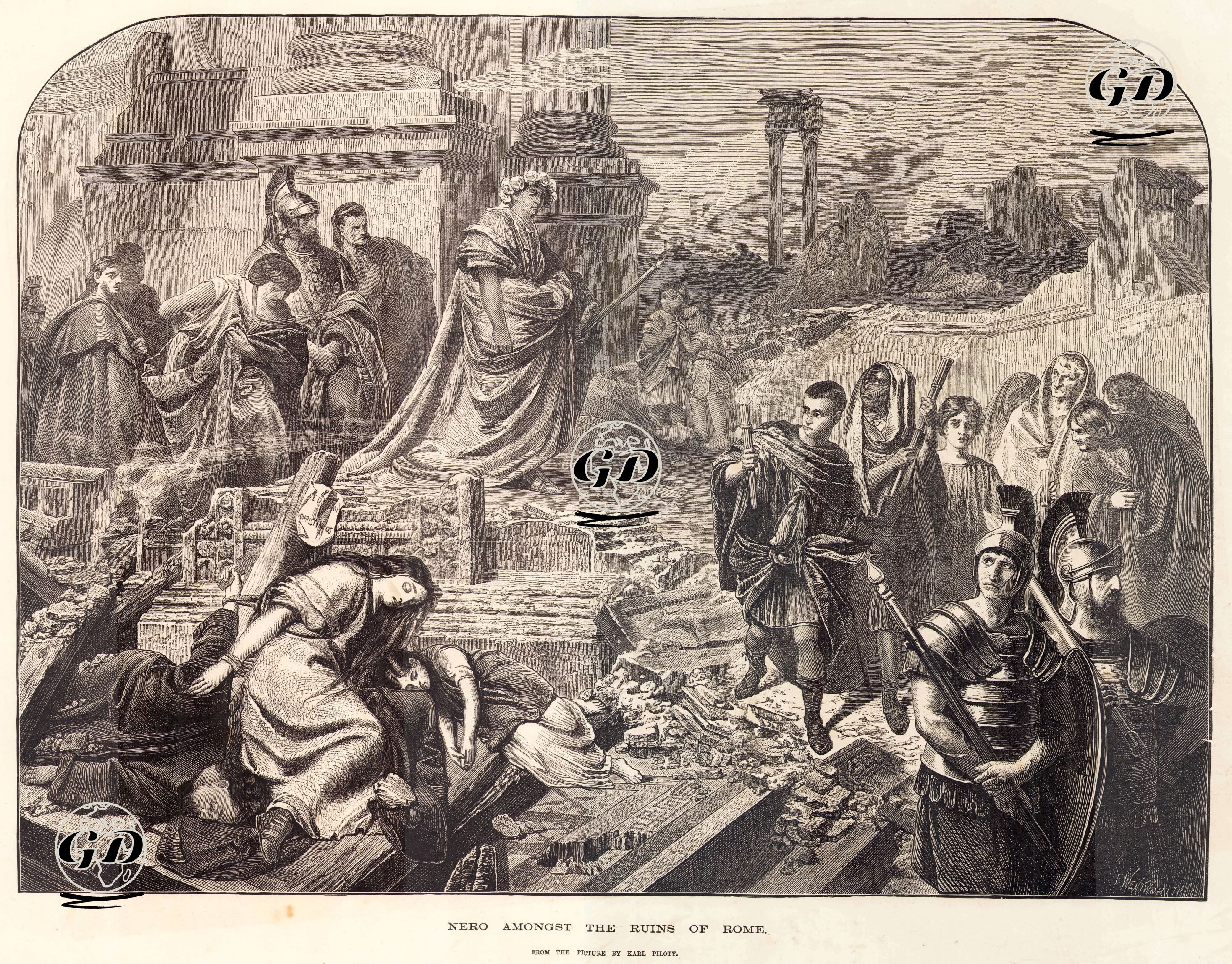Nero Amongst The Ruins Of Rome - Karl Von Piloty (1826-1886) - 1874