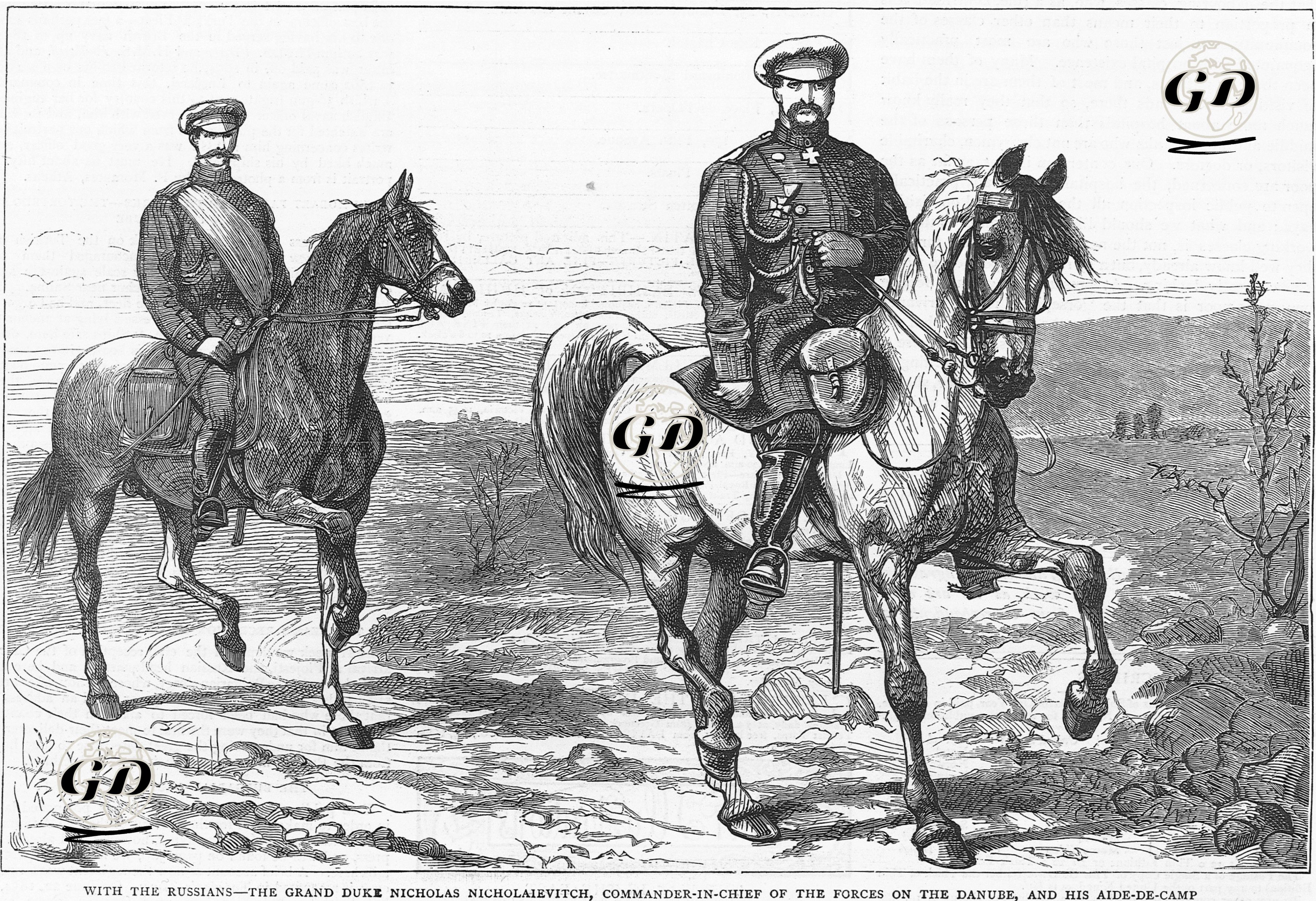 93 Harbinde Rusya'nın Tuna Cephesi Komutanı Grandük Nikolay Nikolayeviç Ve Yaveri -  - 1877