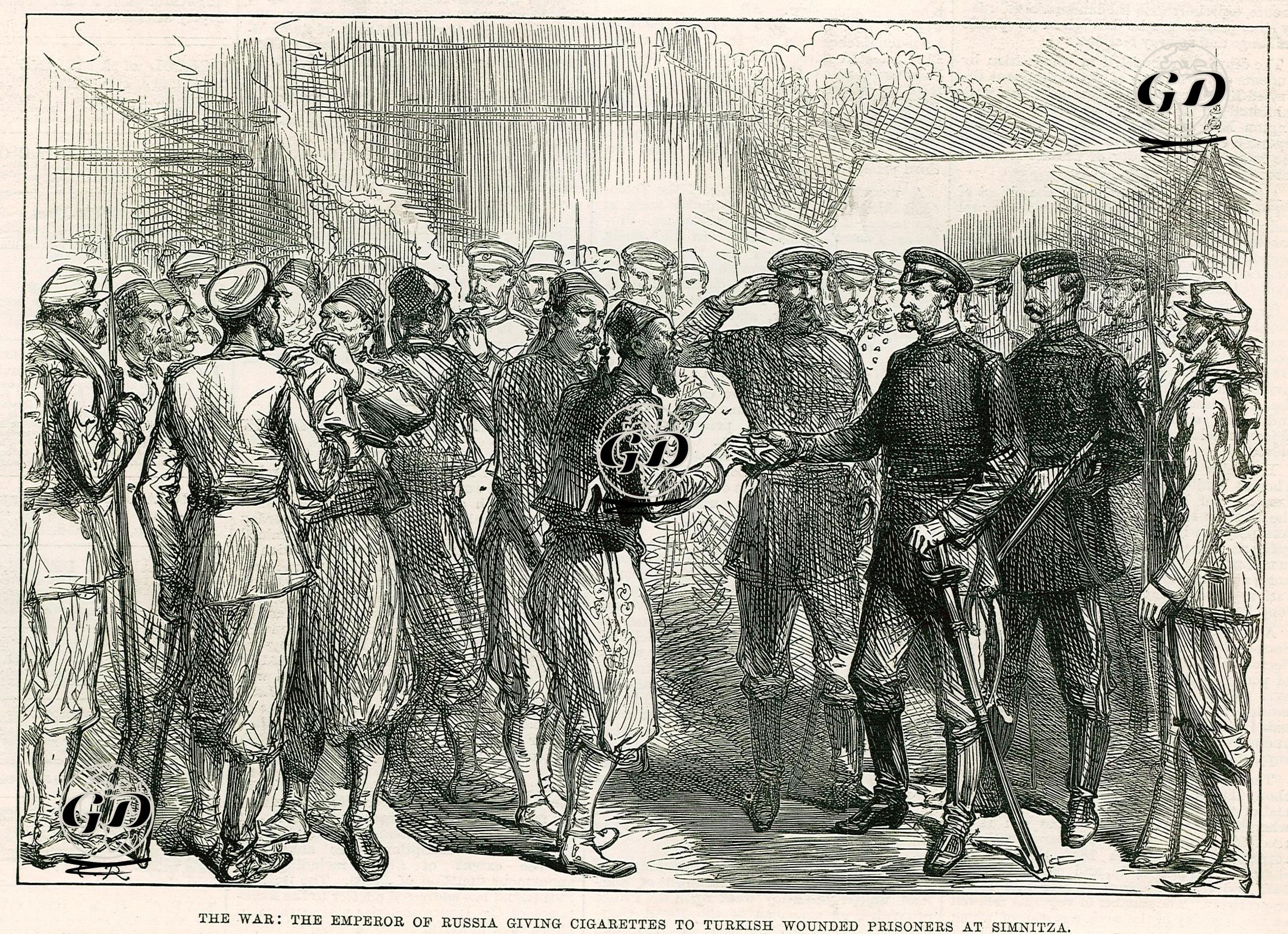 The Emperor Of Russia Giving Cigarettes To Turkish Wounded Prisoners At Simnitza -  - 1877