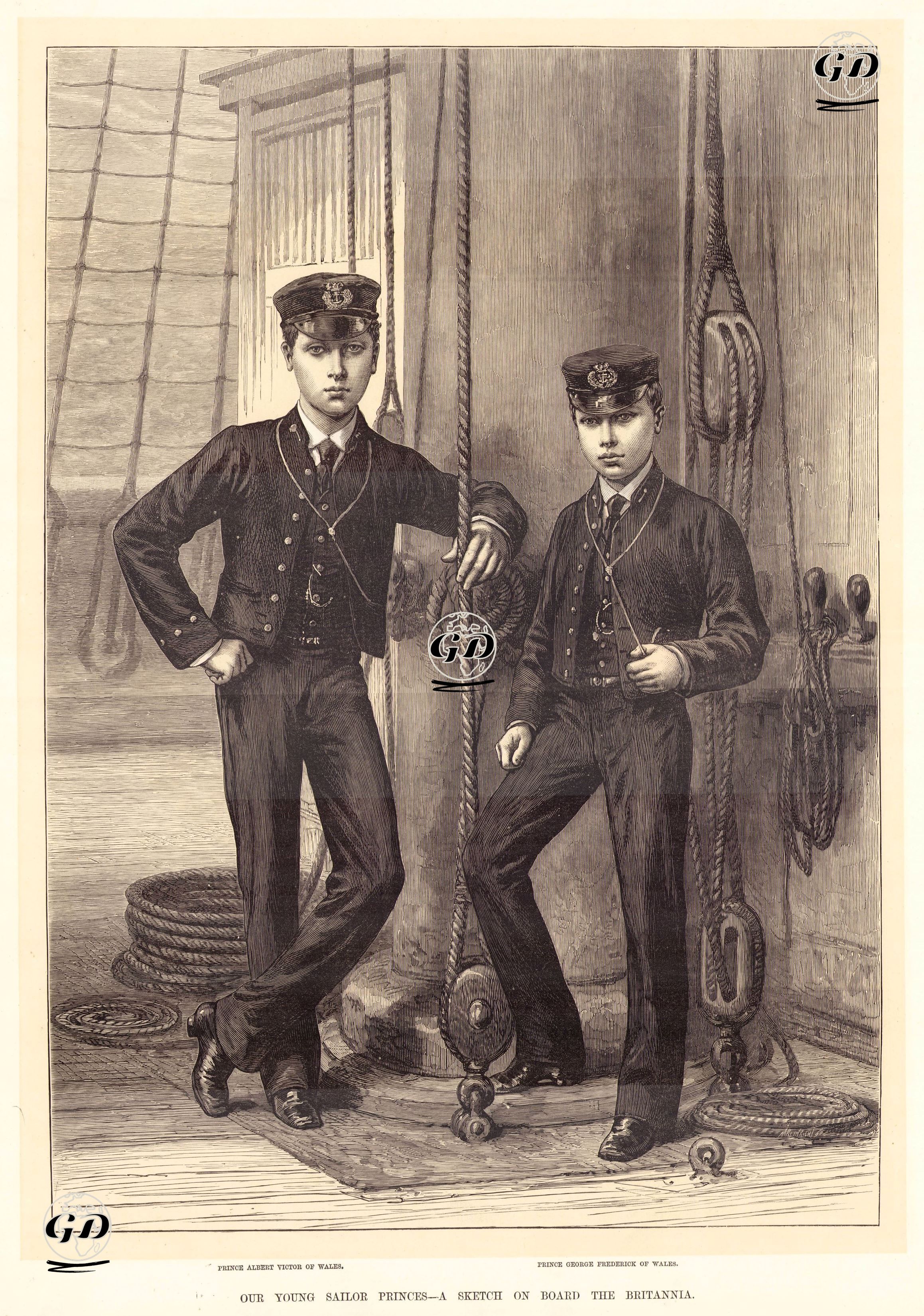 Genç Galler Prensleri Albert Victor (İngiltere Kralı VII.Edward'ın Gençliği) Ve George Frederick Britannia Gemisinde -  - 1878