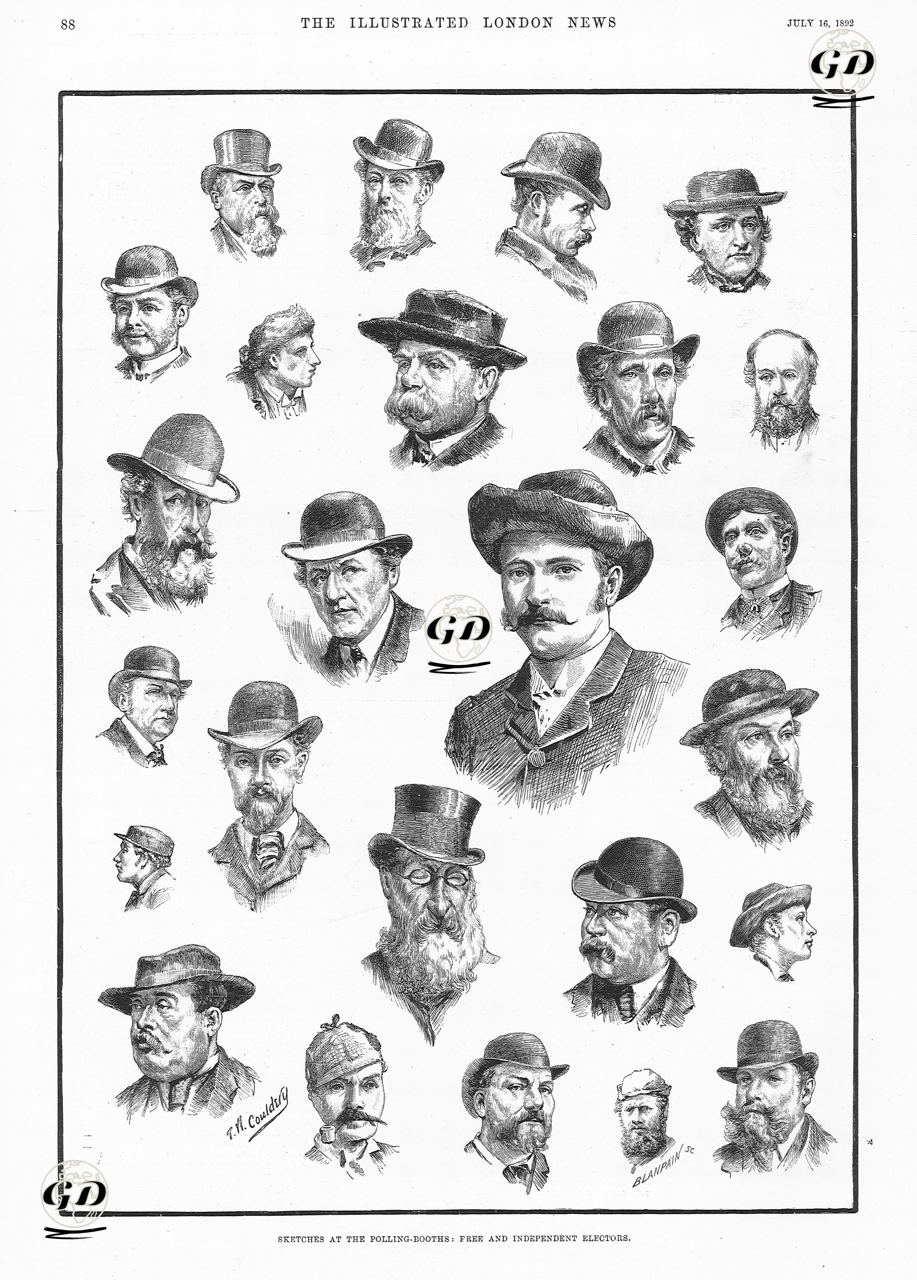 Sketches At The Polling-Booths, Free And Independent Electors - T.W.Couldery - 1892
