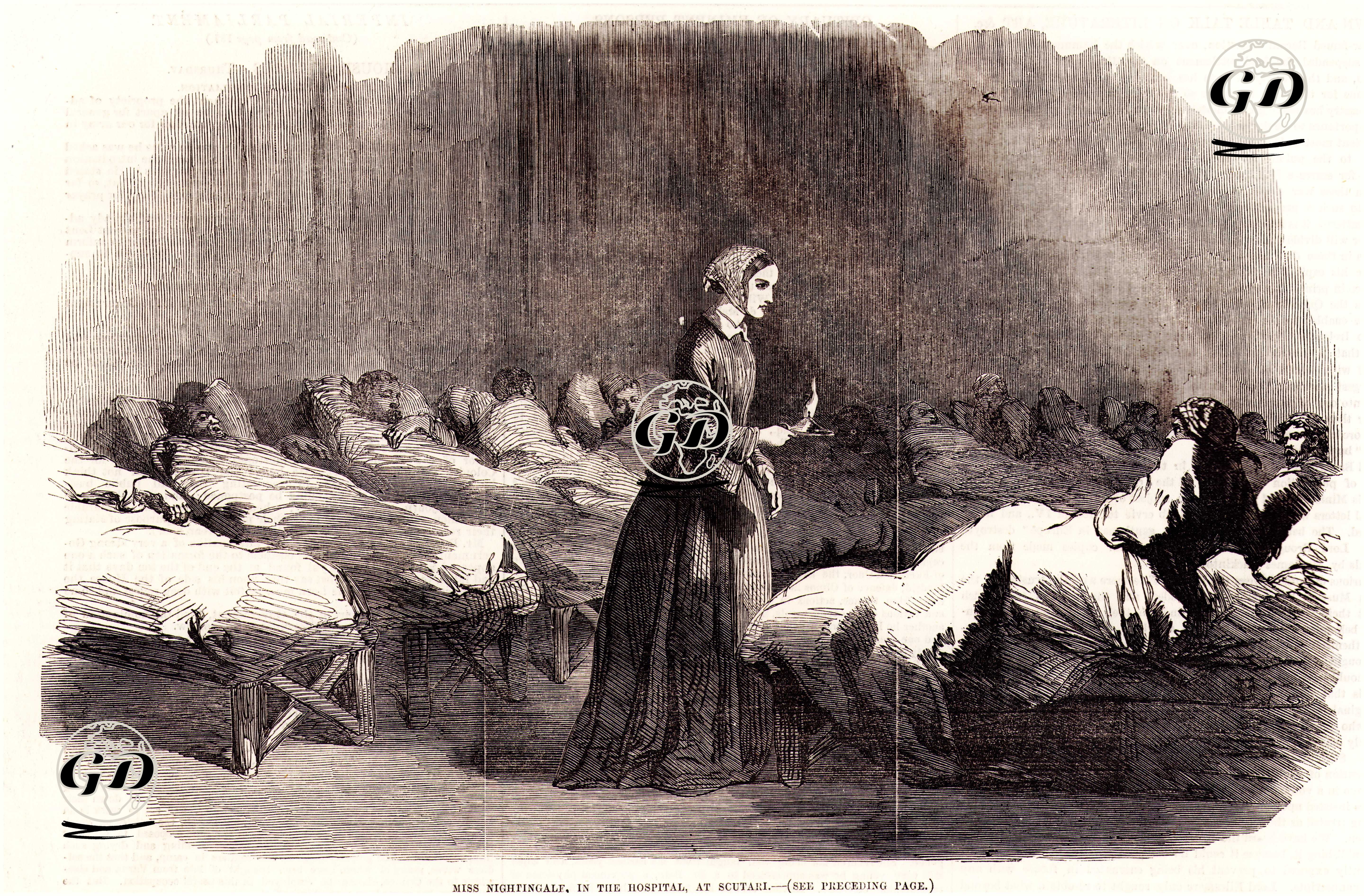 Miss Nightingale, in The Hospital At Scutari -  - 1855