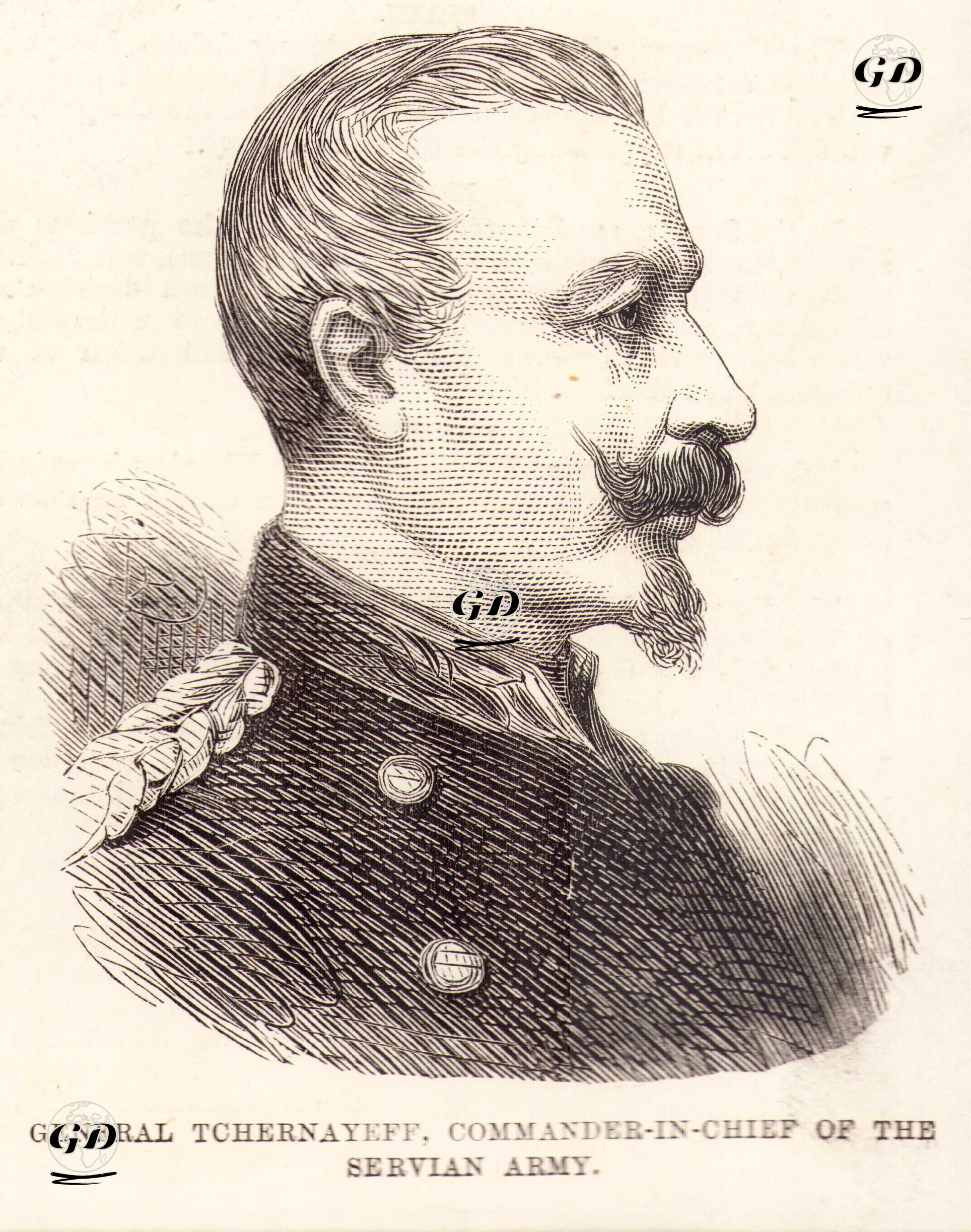 1876-1877 Osmanlı-Sırp Savaşı Sırasında Sırp Ordusu Komutanı General Tchernayeff  -  - 1876
