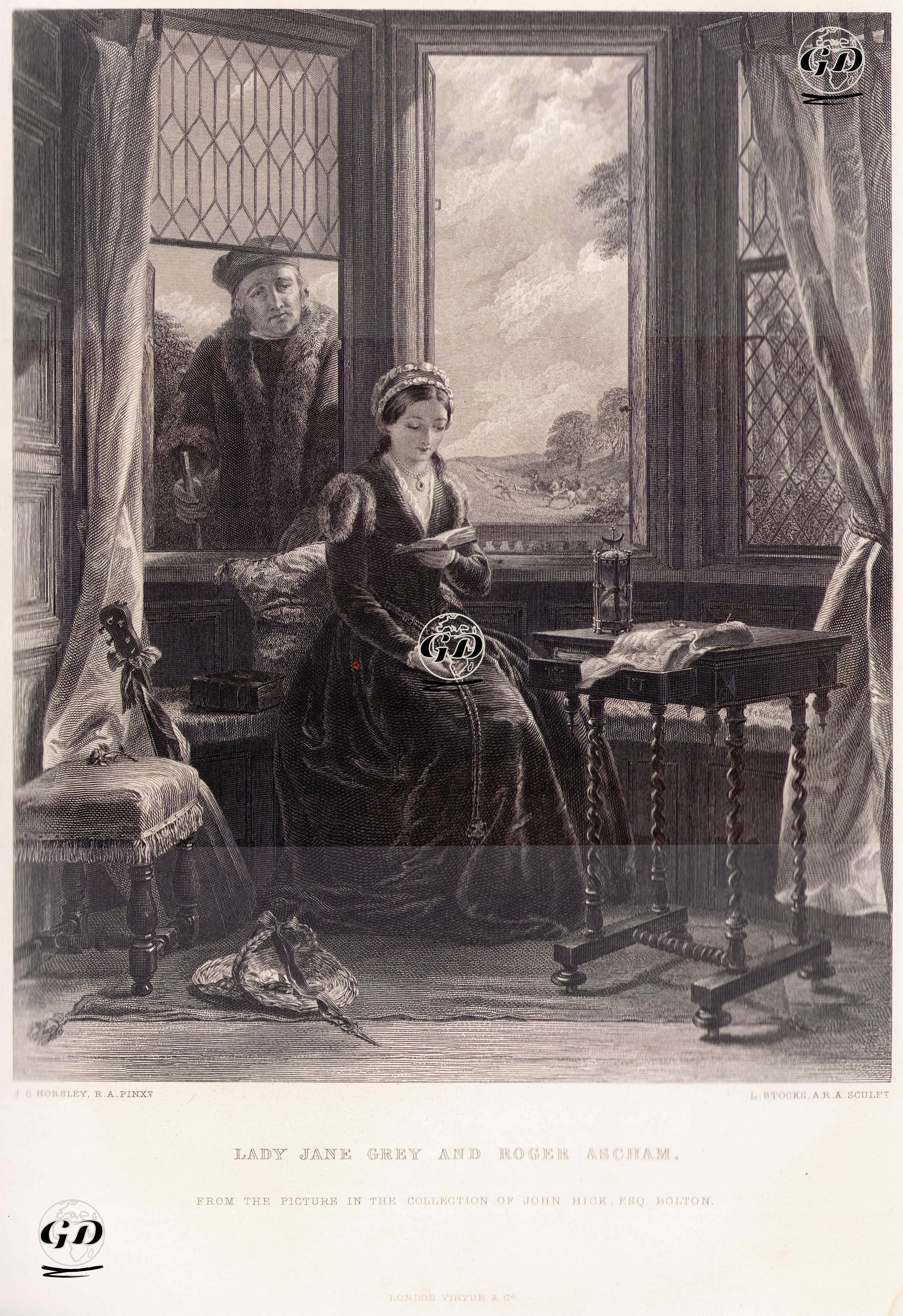 1550 Yılında İngiliz Kraliyet Öğretmeni Roger Ascham'ın Lady Jane Grey'i Platon'un Phaidon Kitabını Okurken Bulması - John Callcott Horsley (1817-1903) - 1867